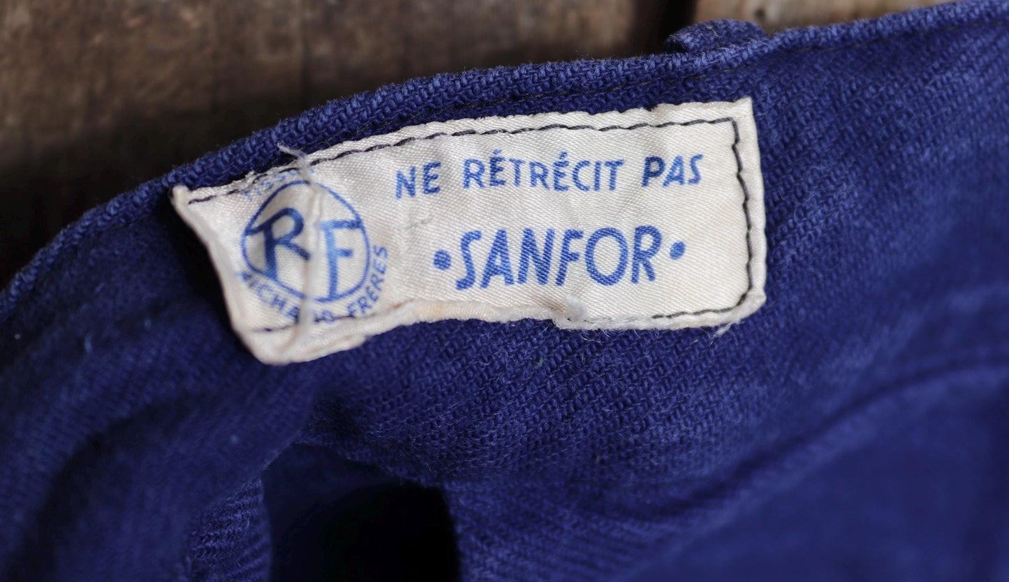 Vintage French work trousers pants 1950s 1960s indigo blue cotton twill fireman firefighter 32” x 27” workwear sapeurs pompiers