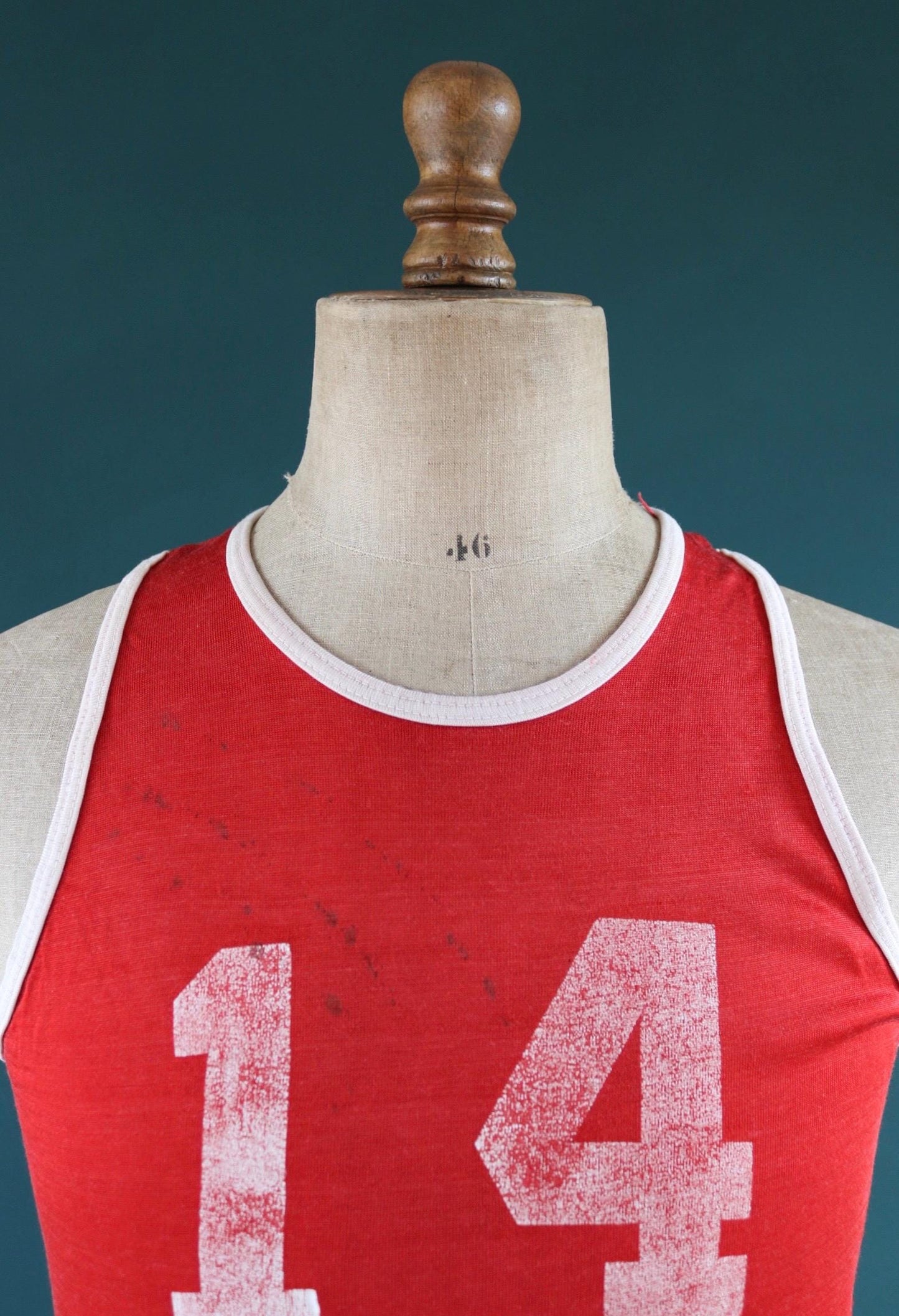 Vintage 1960s durene sportswear vest - red basketball shirt - singlet - 37" chest
