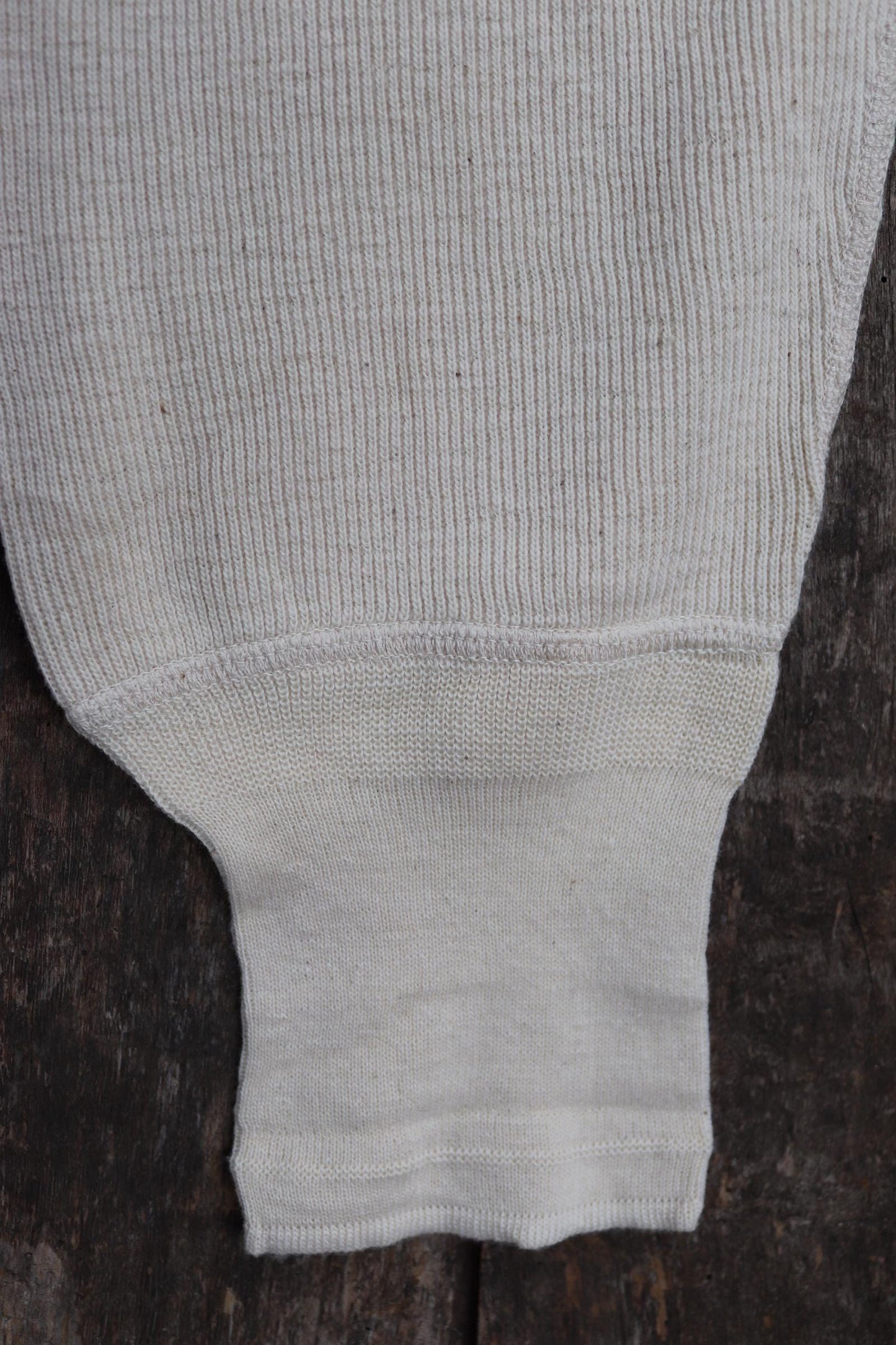 Vintage 1940s WW2 Swedish military underwear - ecru white ribbed cotton long johns - thermal loungewear - 34" x 26"