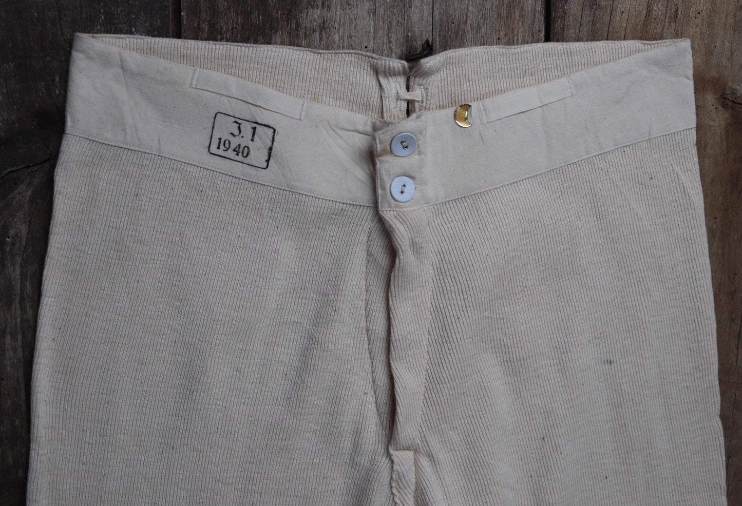 Vintage 1940s WW2 Swedish military underwear - ecru white ribbed cotton long johns - thermal loungewear - 34" x 26"