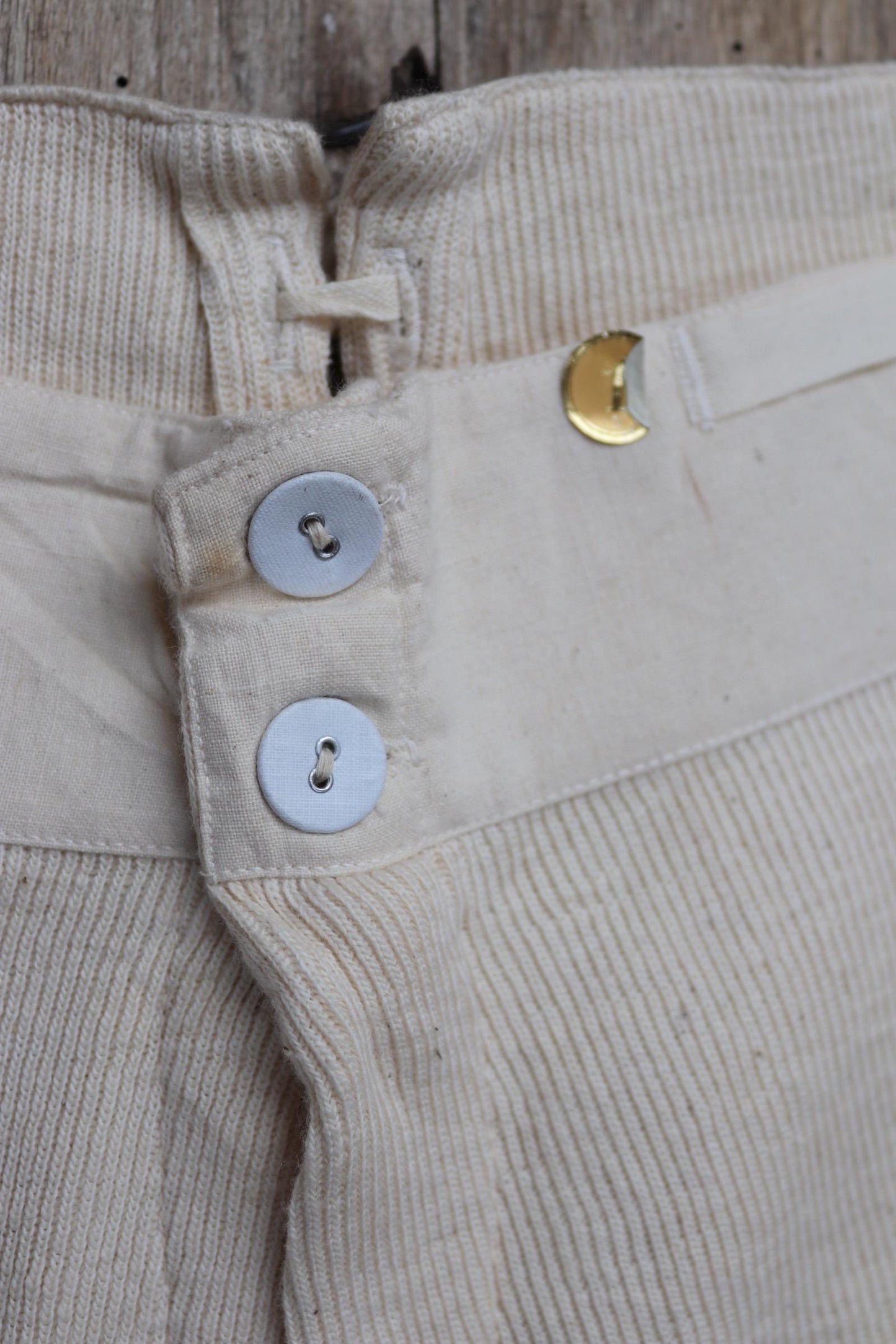 Vintage 1940s WW2 Swedish military underwear - ecru white ribbed cotton long johns - thermal loungewear - 34" x 26"