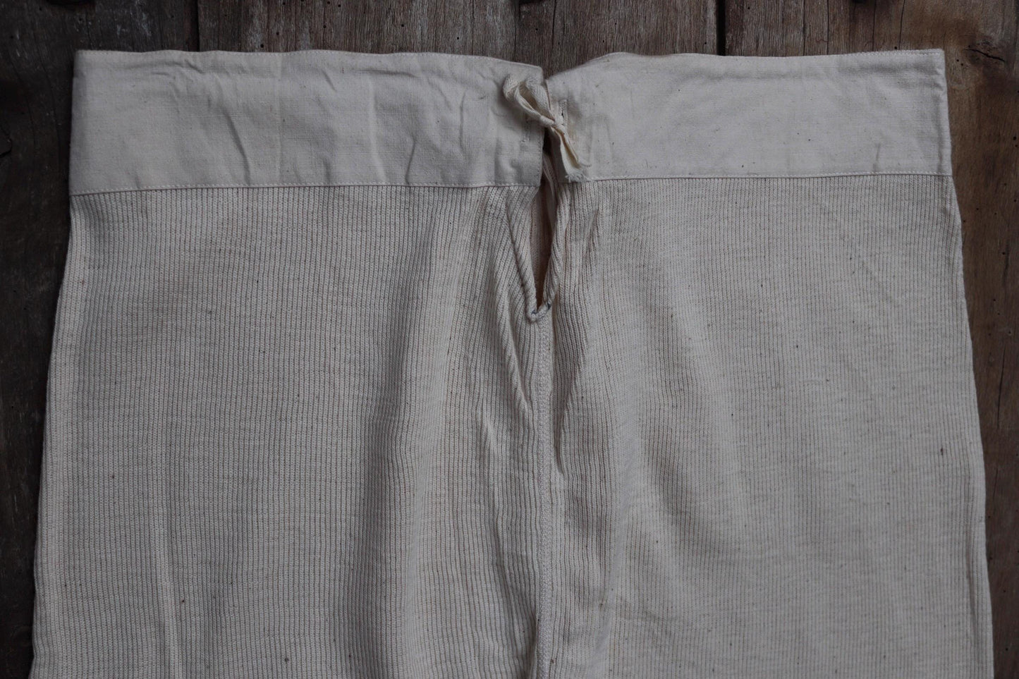 Vintage 1940s WW2 Swedish military underwear - ecru white ribbed cotton long johns - thermal loungewear - 34" x 26"