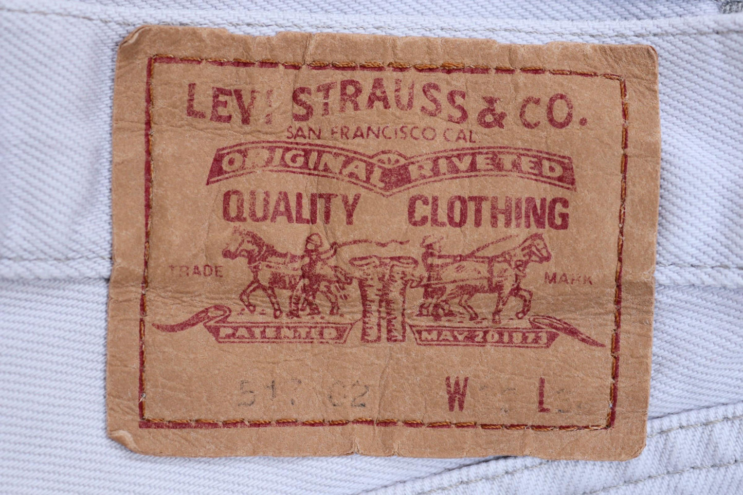 Vintage 1990s 90s Levis 517 Levi Strauss off white grey red tab small e denim jeans button fly 31” x 28” mod