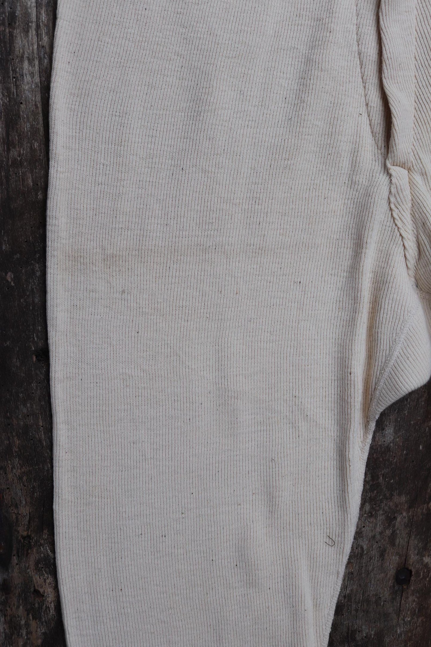 Vintage 1940s WW2 Swedish military underwear - ecru white ribbed cotton long johns - thermal loungewear - 34" x 26"