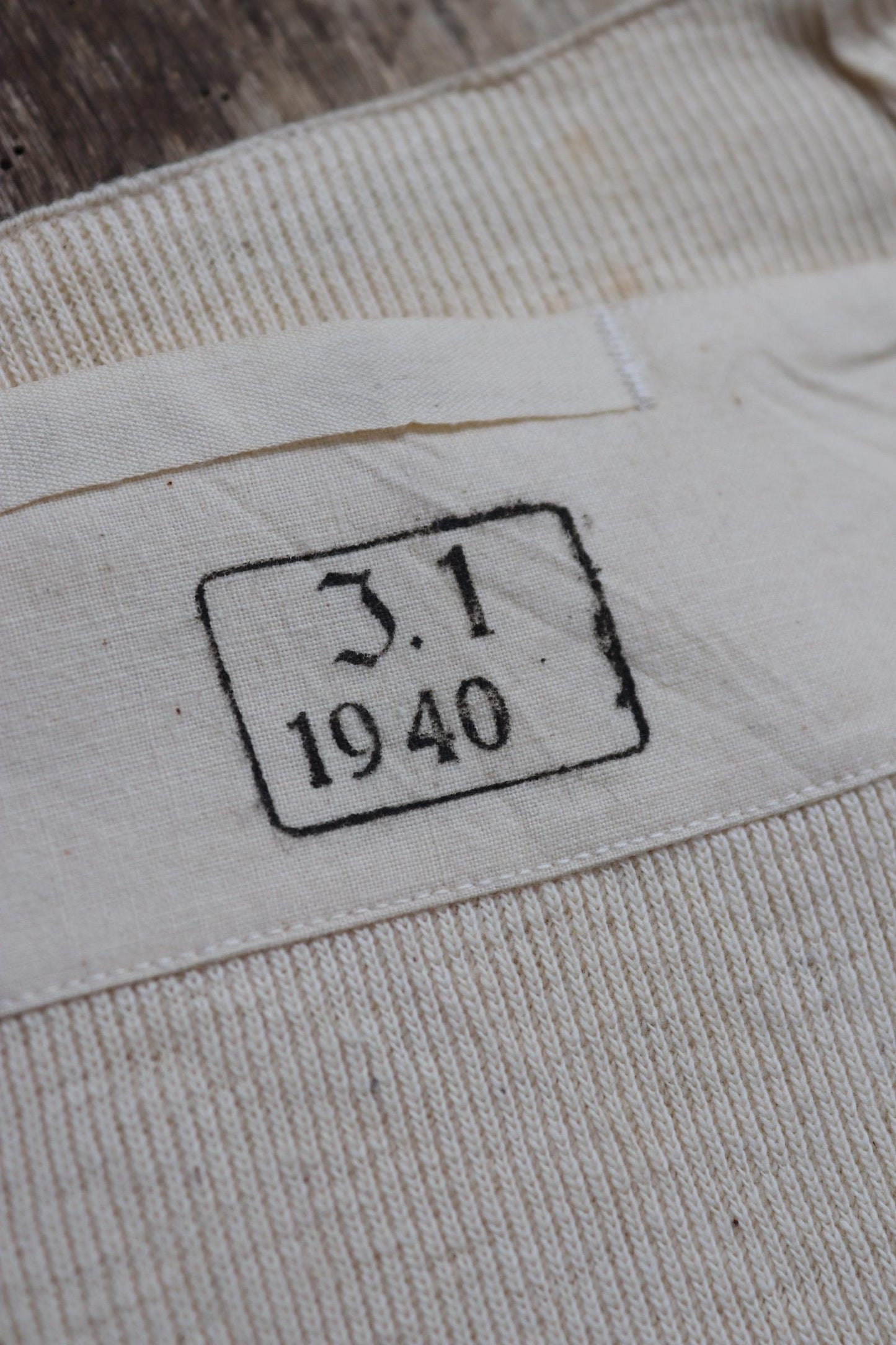 Vintage 1940s WW2 Swedish military underwear - ecru white ribbed cotton long johns - thermal loungewear - 34" x 26"