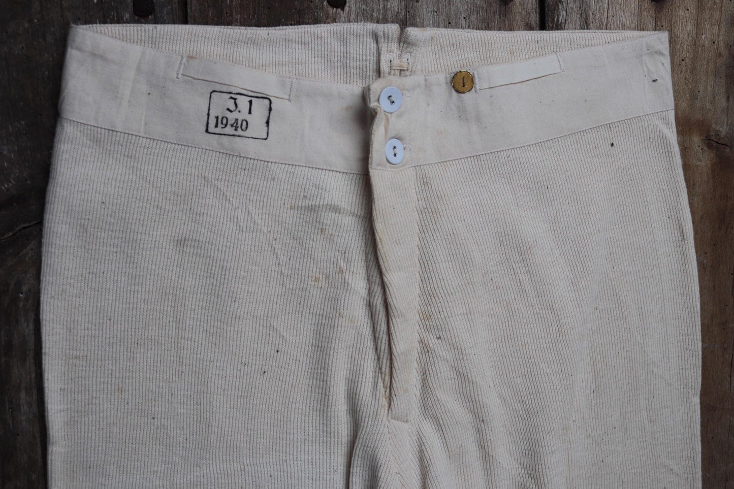 Vintage 1940s WW2 underwear - unworn long johns - Swedish army military - ecru white fleck ribbed cotton - thermal loungewear - 34" x 26"