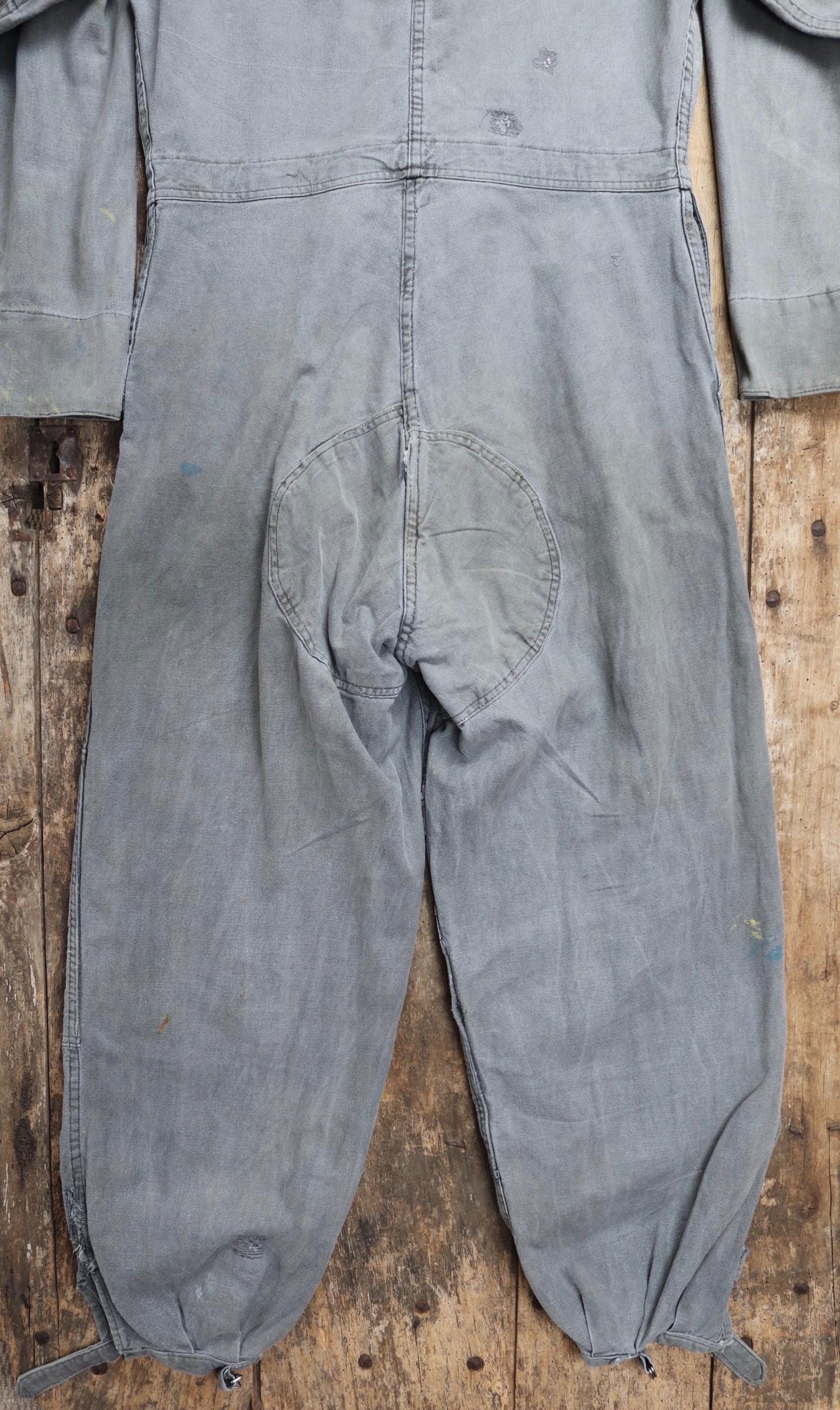 Vintage 1940s 50s boiler suit - Swedish tank crew mechanic overalls - black cotton denim coveralls - military workwear - 44” x 36” x 28”