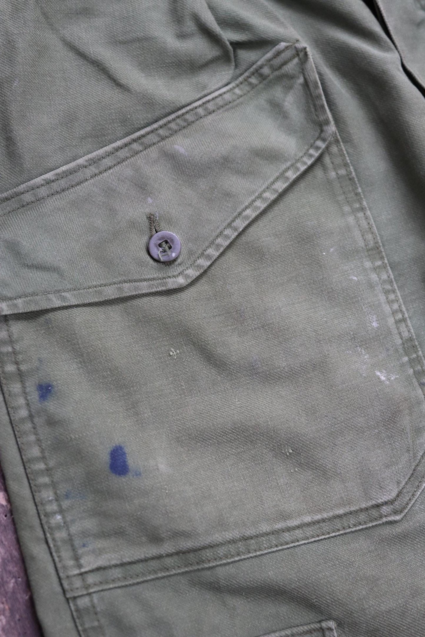 Vintage 1980s 80s Swedish air force military green cotton twill utility cargo trousers pants workwear work chore 32” x 30”