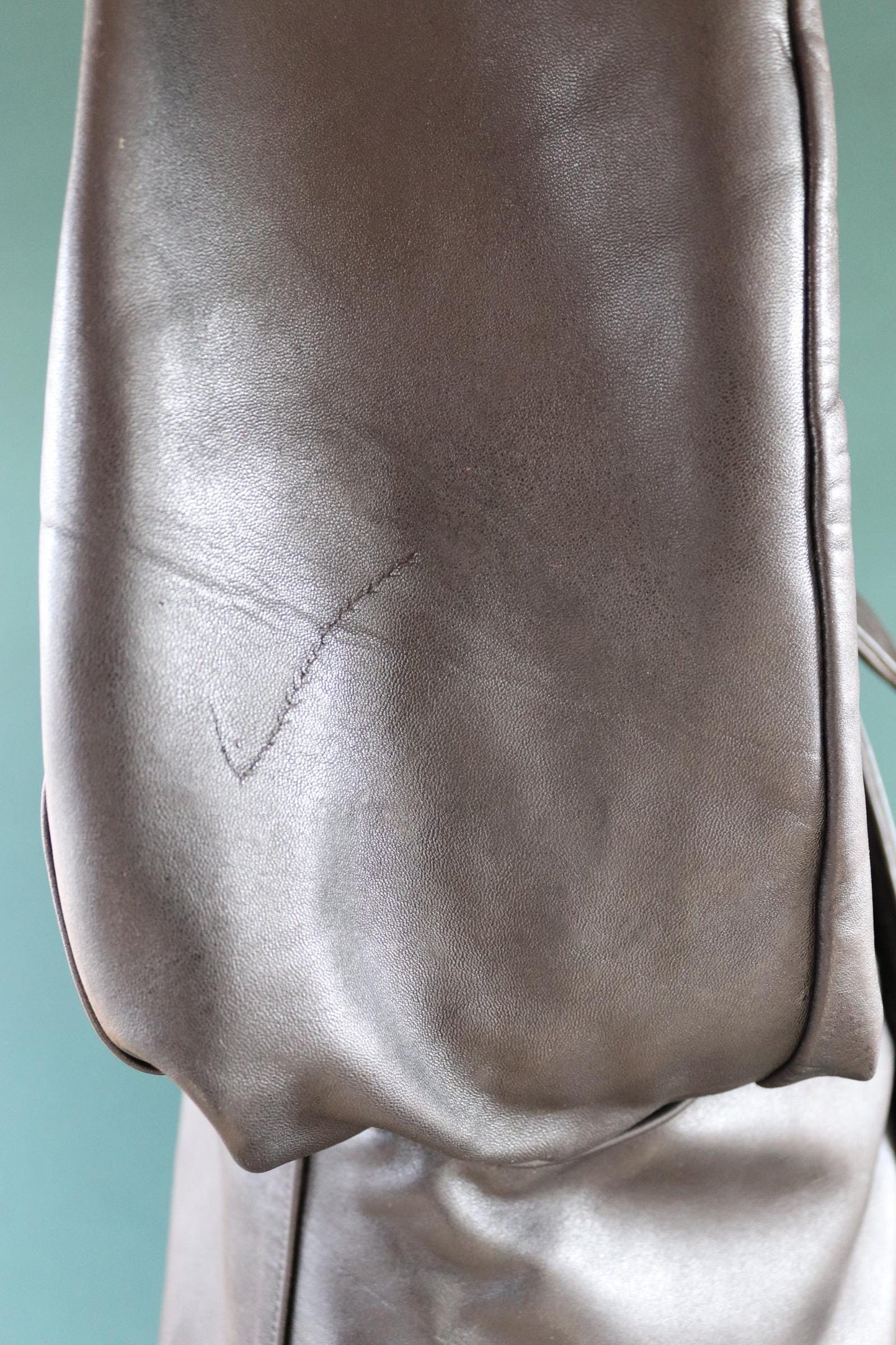 Vintage 1950s 50s 1960s 60s leather jacket French black Le Corbusier double breasted 41” chest