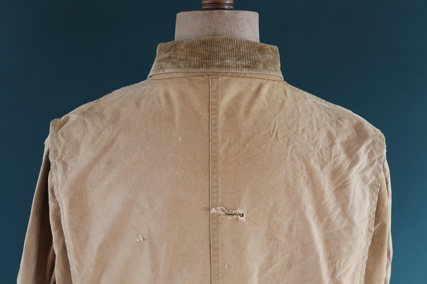 Vintage 1940s 40s Duxbak Utica Aero tan brown duck cotton canvas jacket hunting shooting American 51” chest work workwear chore