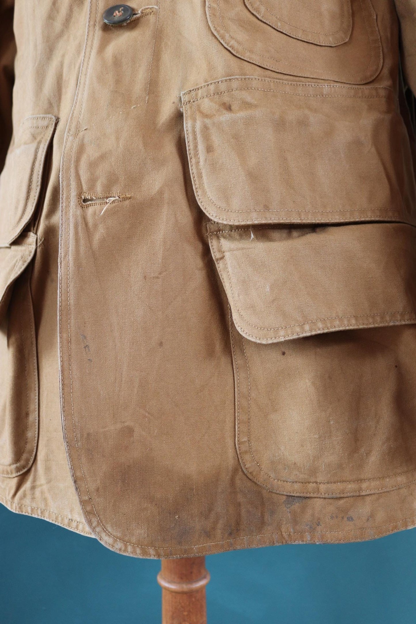 Vintage 1930s 30s 1940s 40s Red Head tin cloth duck cotton canvas hunting shooting jacket 47” chest Red Head American workwear work chore