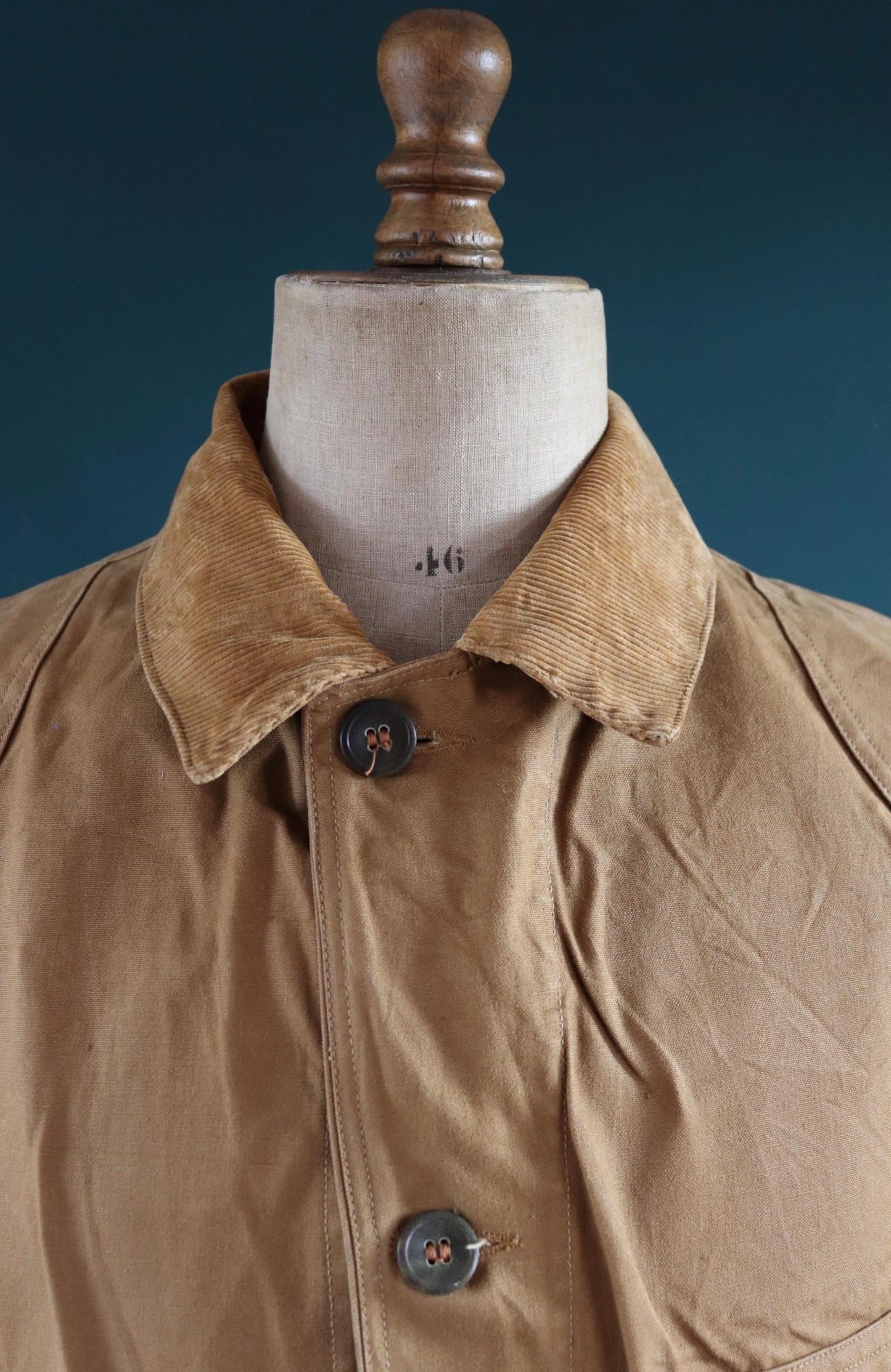 Vintage 1930s 30s 1940s 40s Red Head tin cloth duck cotton canvas hunting shooting jacket 47” chest Red Head American workwear work chore