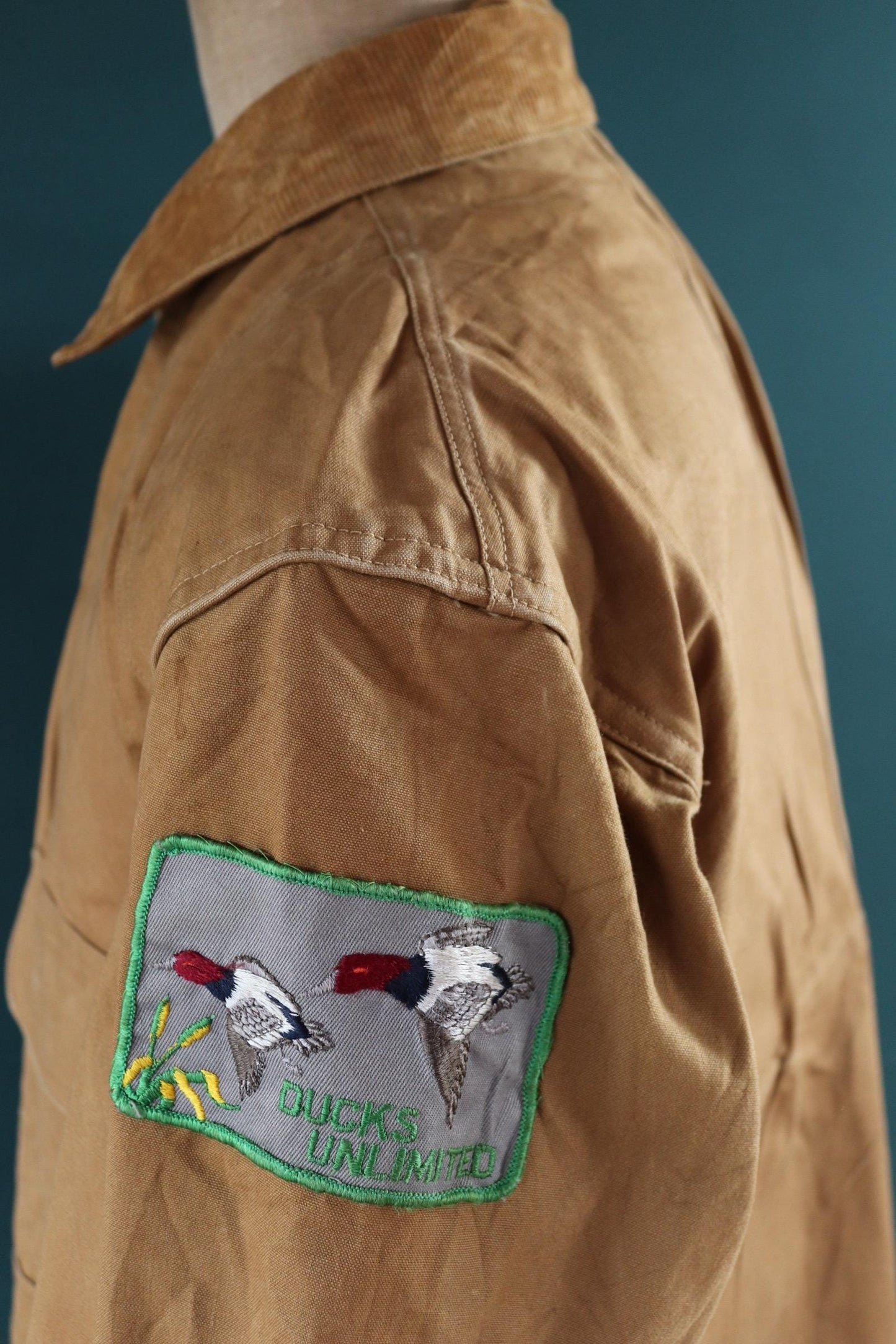 Vintage 1930s 30s 1940s 40s Red Head tin cloth duck cotton canvas hunting shooting jacket 47” chest Red Head American workwear work chore