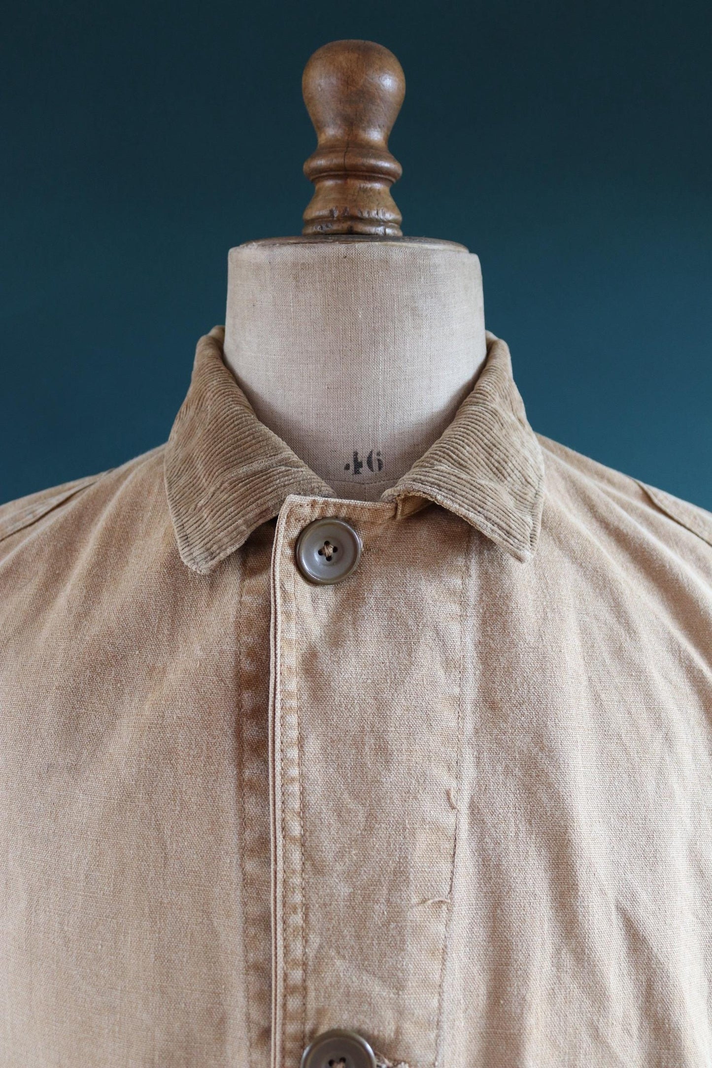 Vintage 1920s 20s 1930s 30s tin cloth duck cotton canvas hunting shooting jacket 46” chest Hettrick American workwear work chore