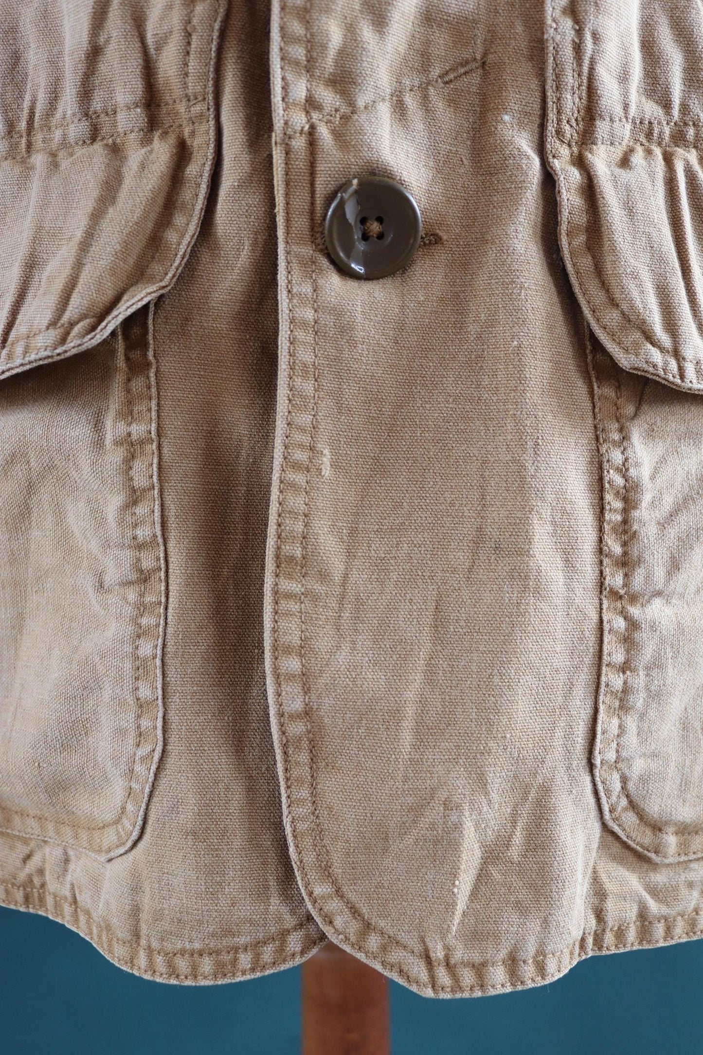 Vintage 1920s 20s 1930s 30s tin cloth duck cotton canvas hunting shooting jacket 46” chest Hettrick American workwear work chore