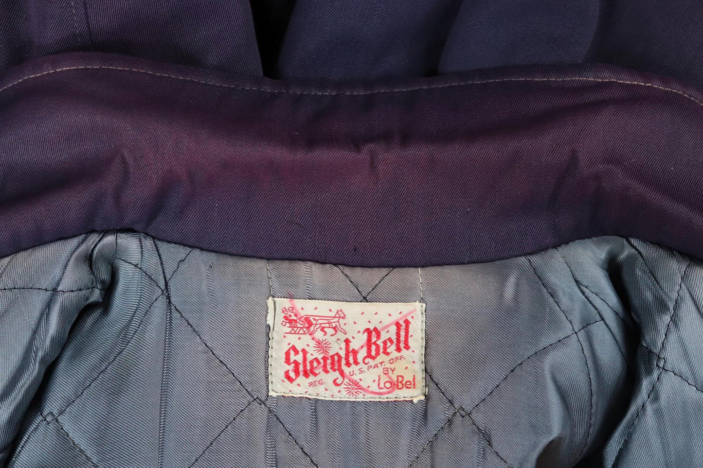 Vintage gabardine jacket 1950s Sleigh Bell red blue quilted rayon ricky ski Talon zip up 38" chest rockabilly mid century