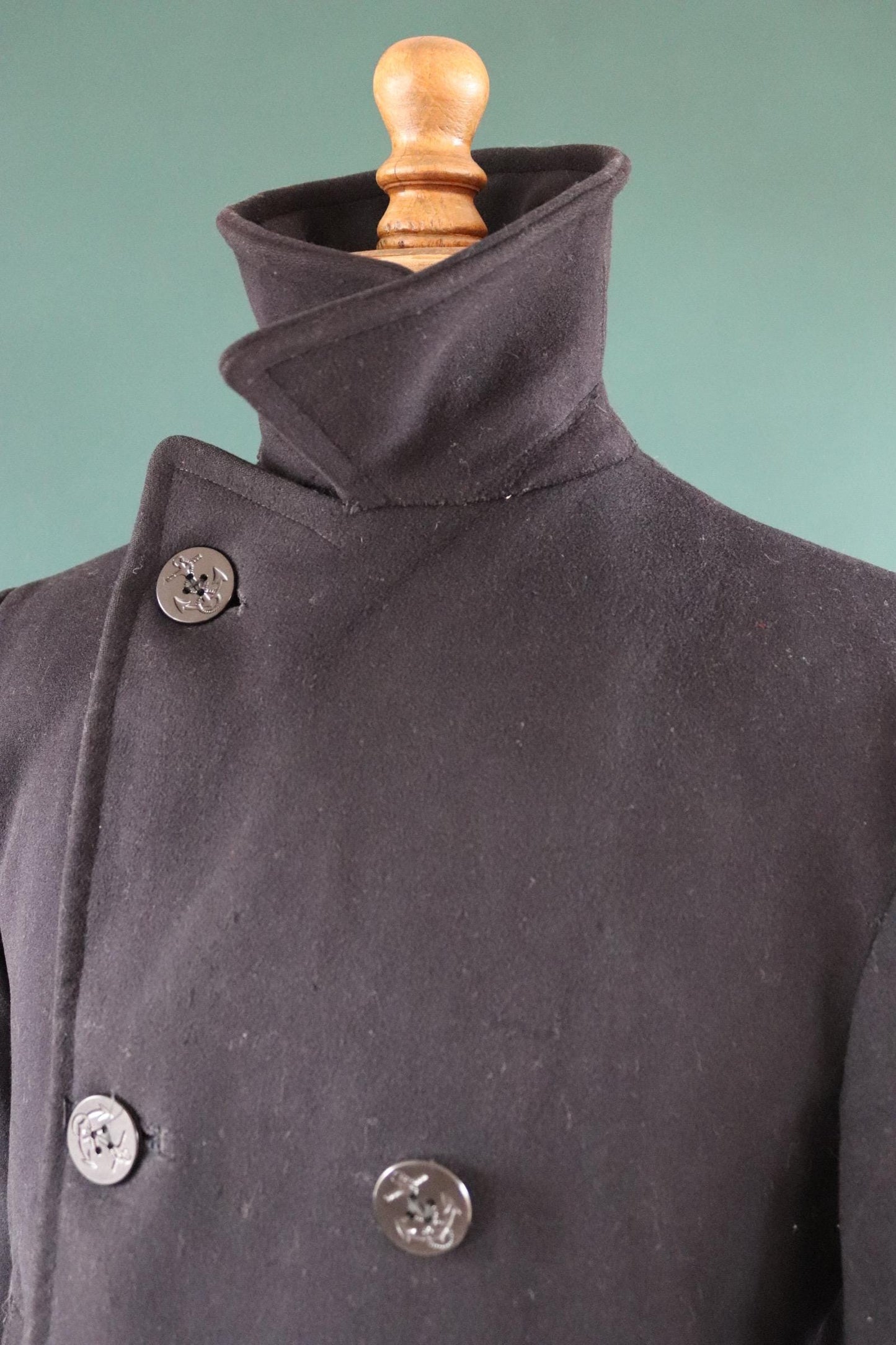 Vintage 1940s 40s WW2 midnight blue USN US navy naval wool pea deck coat jacket 41" chest military double breasted reefer