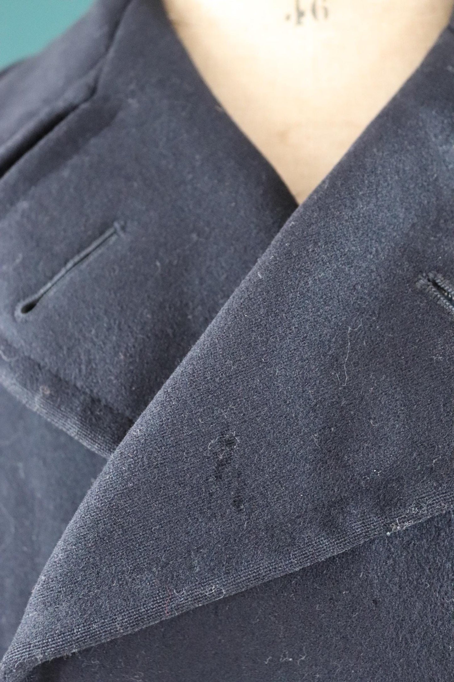 Vintage 1940s 40s WW2 midnight blue USN US navy naval wool pea deck coat jacket 41" chest military double breasted reefer