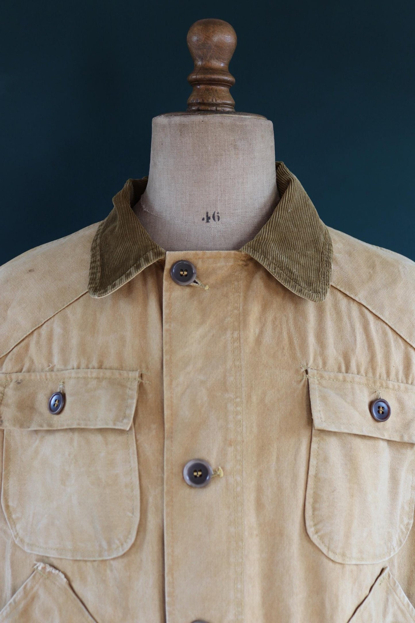 Vintage 1960s 60s tin cloth duck cotton canvas hunting shooting jacket 52” chest American workwear work chore