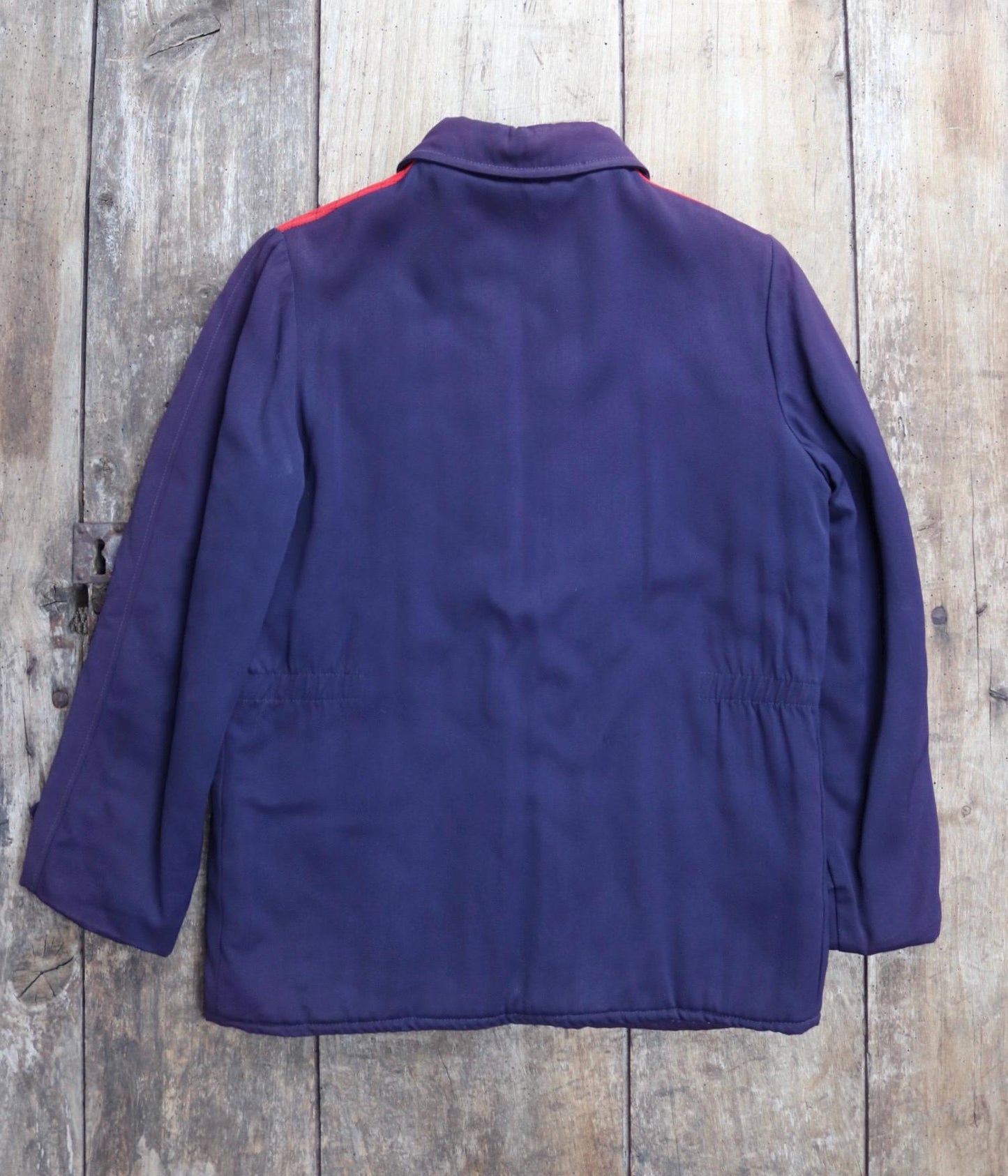 Vintage gabardine jacket 1950s Sleigh Bell red blue quilted rayon ricky ski Talon zip up 38" chest rockabilly mid century