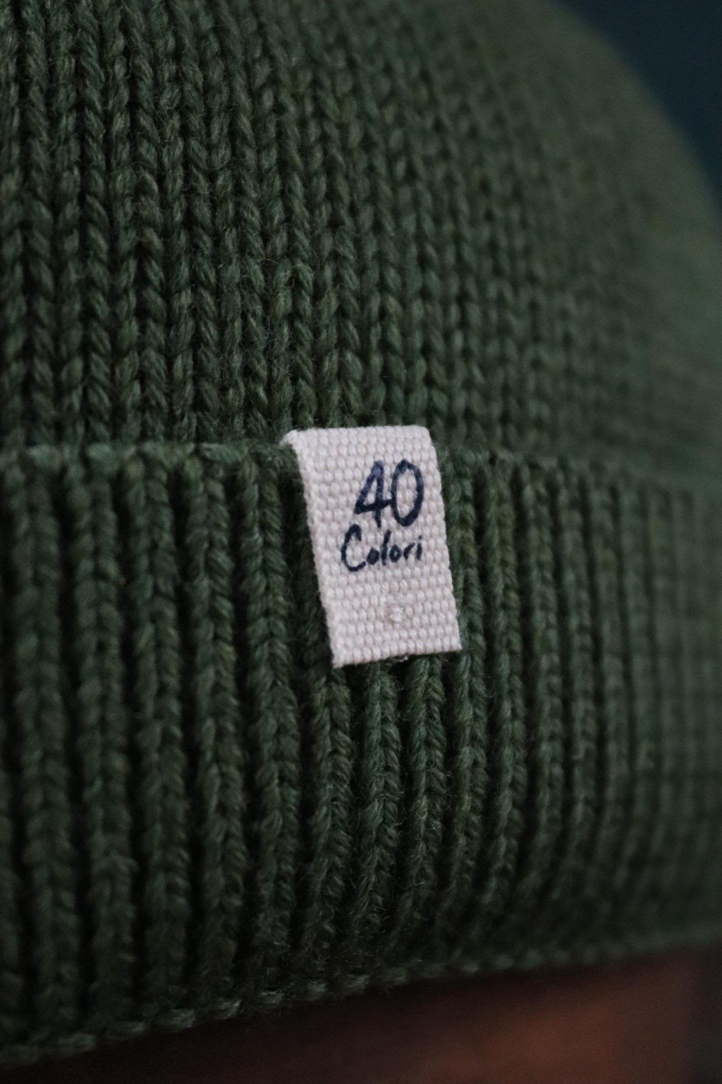 40 Colori 100% merino wool fisherman’s beanie hat watch cap olive green made in Italy