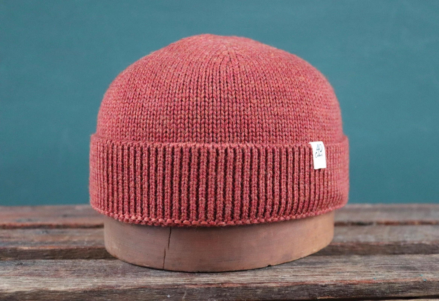 40 Colori 100% merino wool fisherman’s beanie hat watch cap rust brown made in Italy