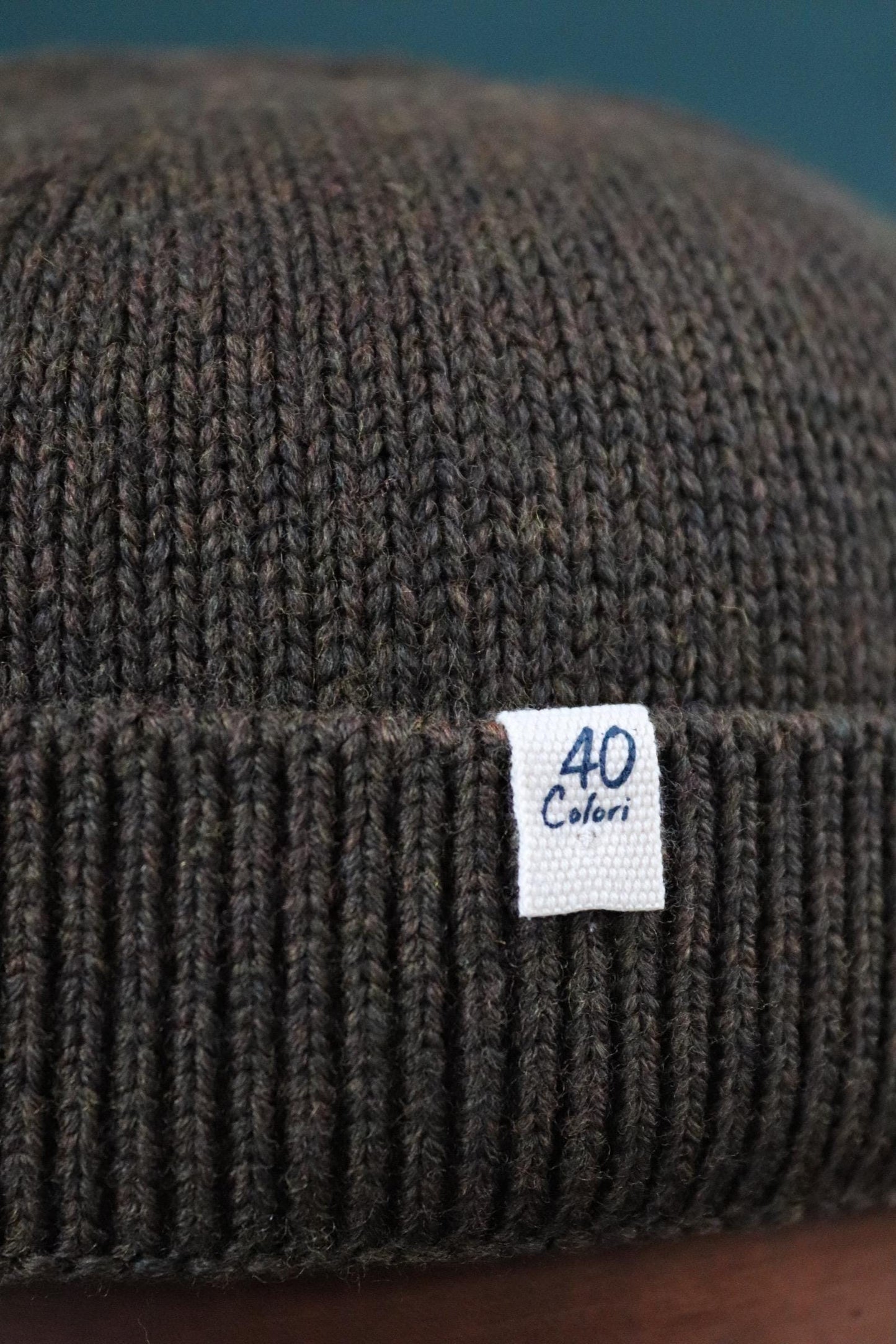 40 Colori 100% merino wool fisherman’s beanie hat watch cap dark army green made in Italy