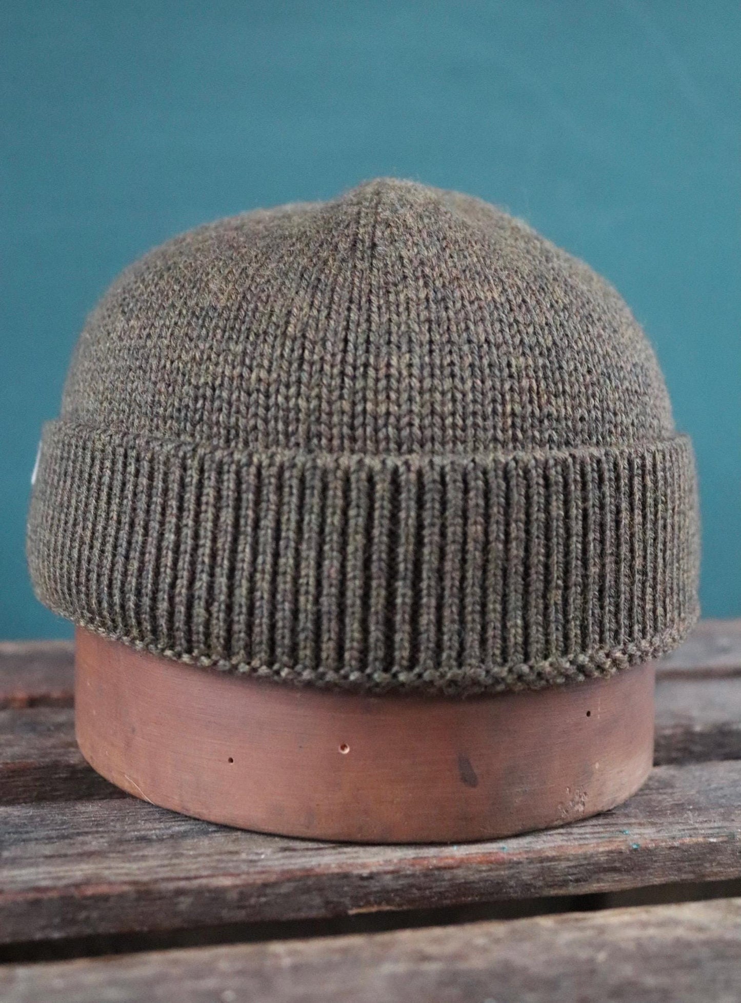 40 Colori 100% merino wool fisherman’s beanie hat watch cap dark army green made in Italy