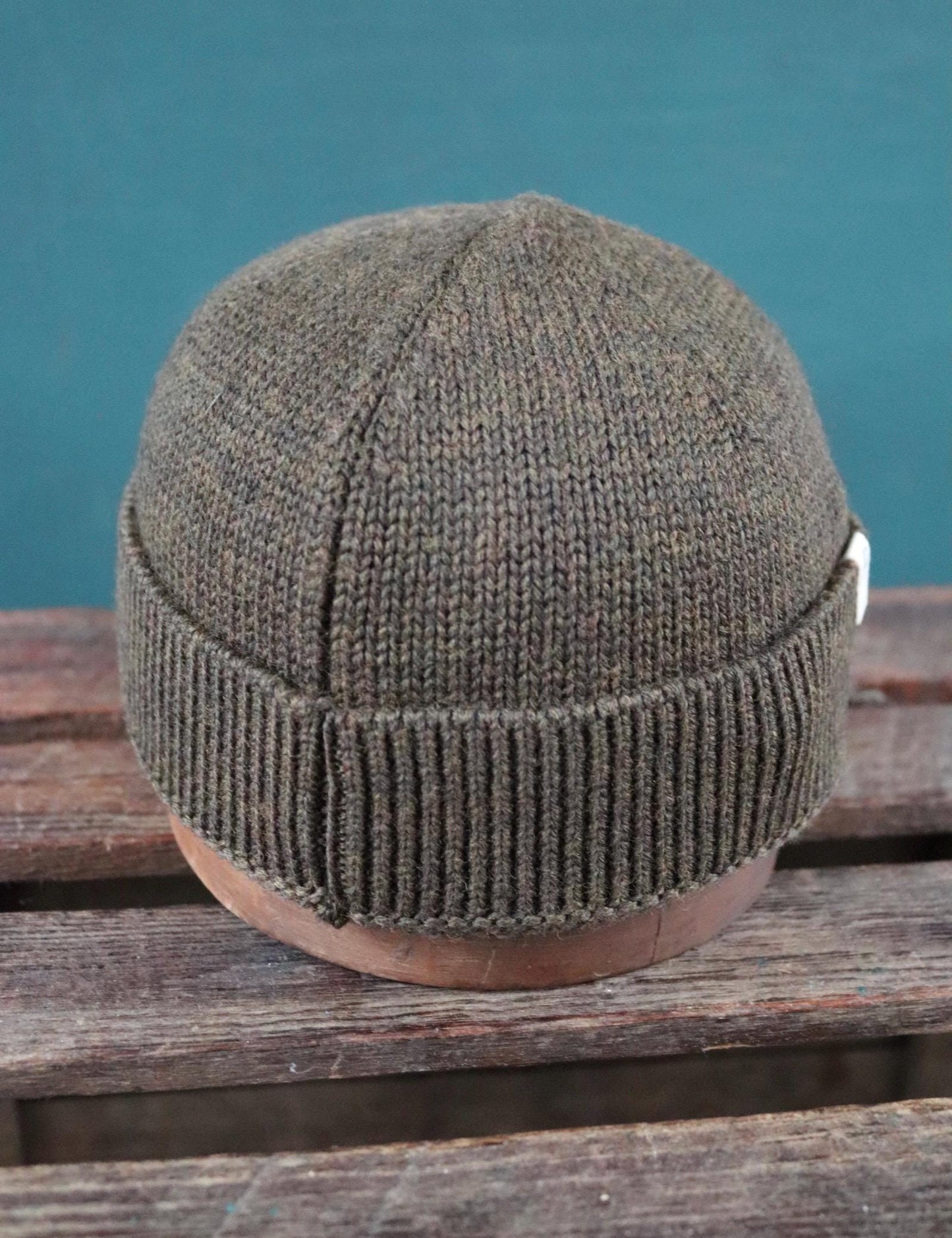 40 Colori 100% merino wool fisherman’s beanie hat watch cap dark army green made in Italy
