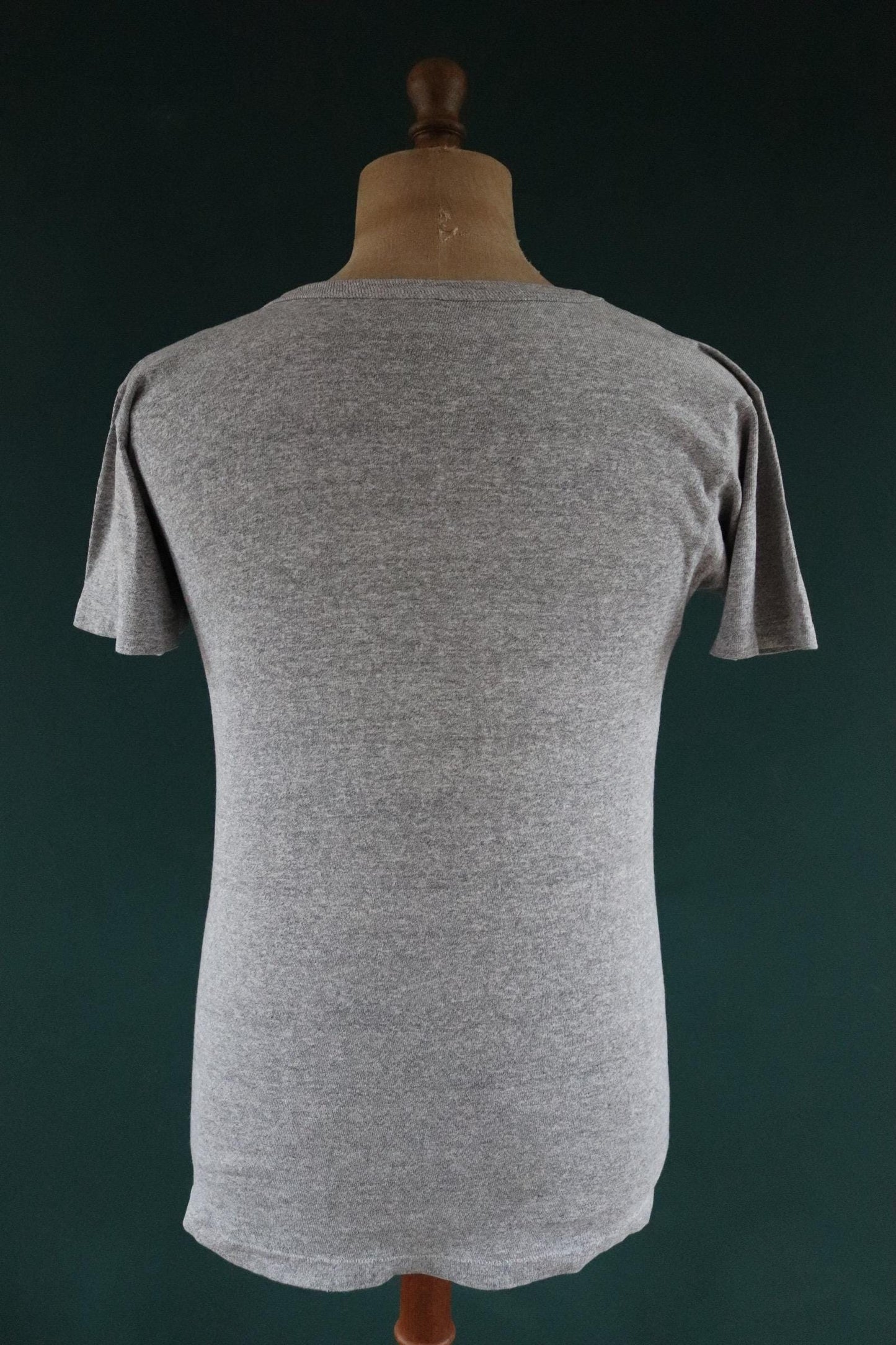 Vintage 1980s 80s Champion 50/50 cotton rayon grey heather marl t shirt 37” chest sports sportswear made in USA
