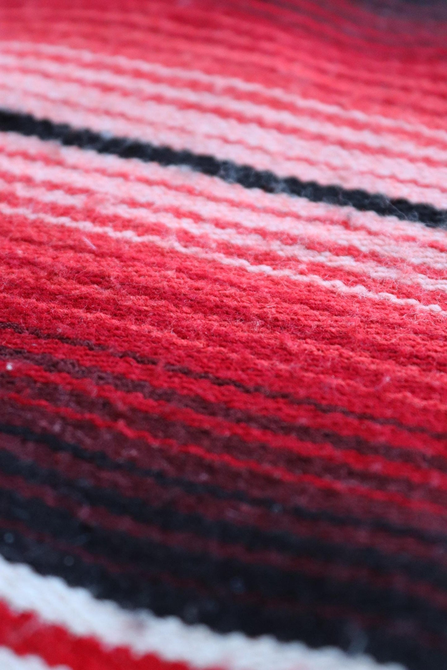Vintage red white black Mexican South Western woven falsa blanket rug picnic camping sofa wall hanging 79" x 59" car van
