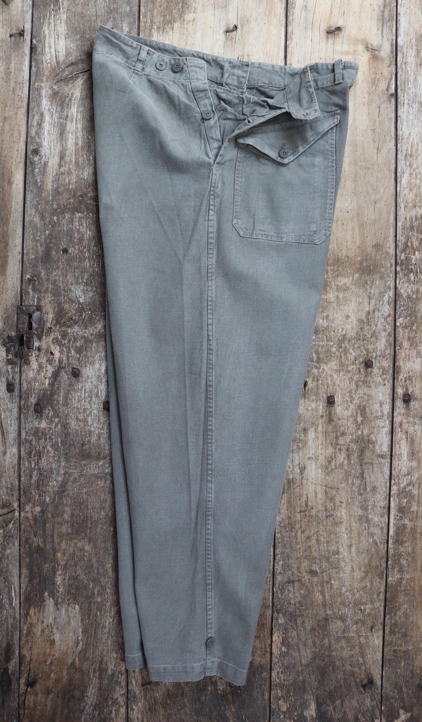 Vintage 1940s 1950s Swedish cargo trousers pants military women’s cotton twill utility workwear work chore 29” 31” x 28”