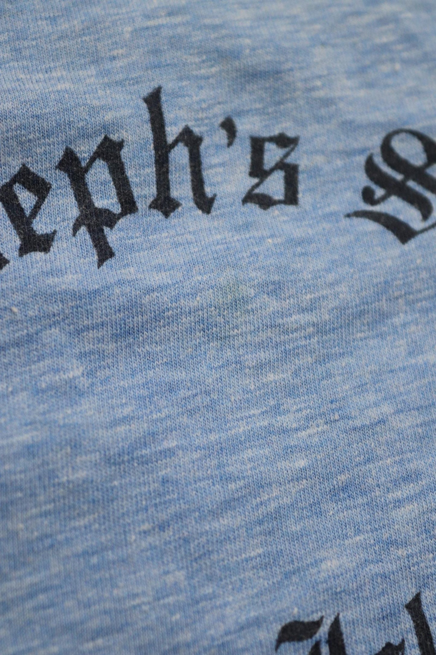 Vintage 1980s 80s blue heather marl poly cotton kids school sports sportswear t shirt 30” chest