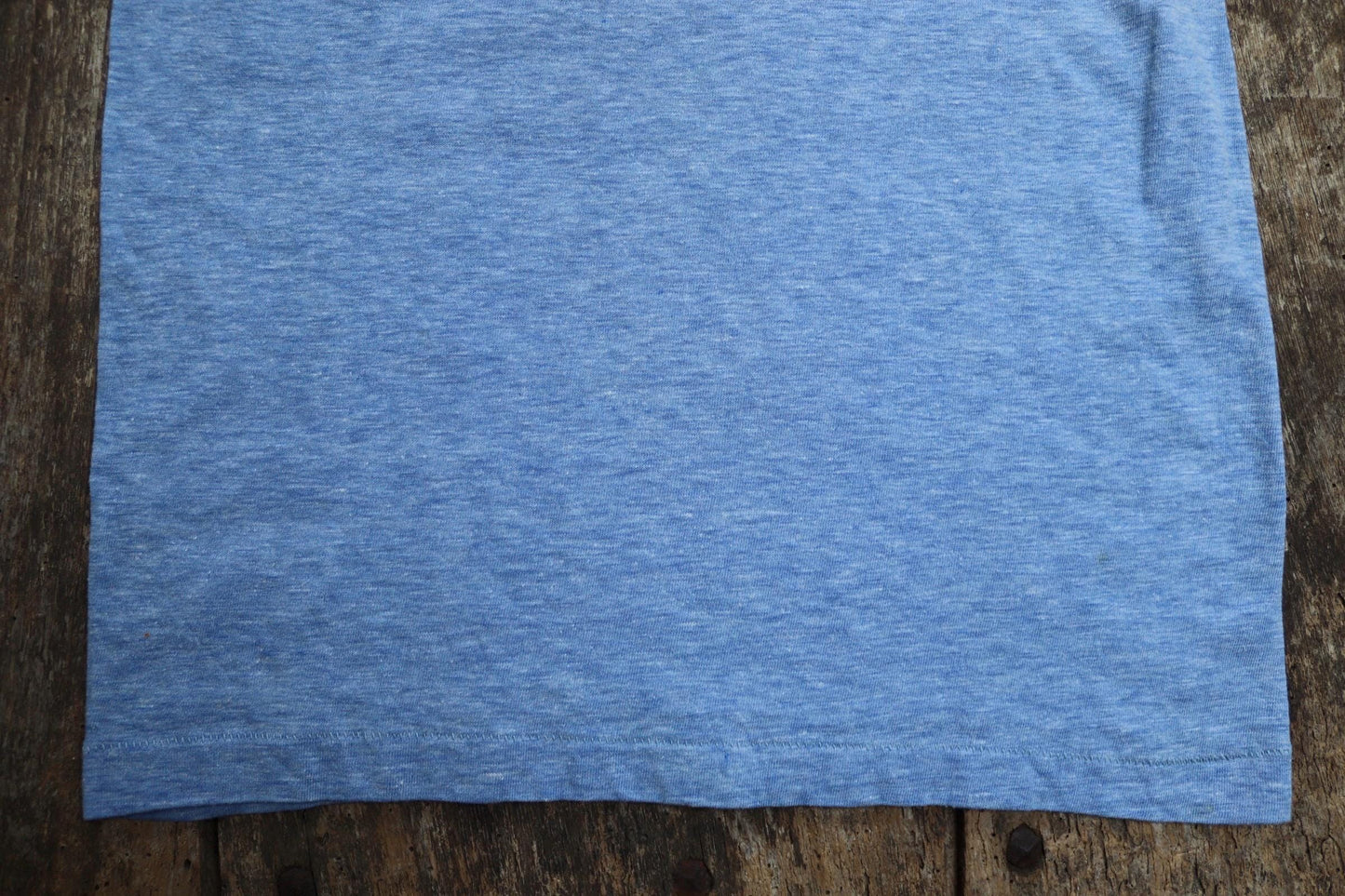 Vintage 1980s 80s blue heather marl poly cotton kids school sports sportswear t shirt 30” chest