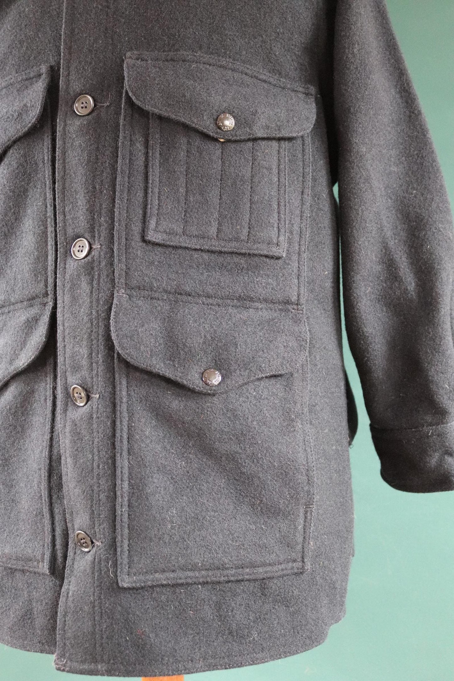Vintage 1970s CC Filson wool workwear shirt - cruiser hunting jacket - blue CPO - 47” chest - camping