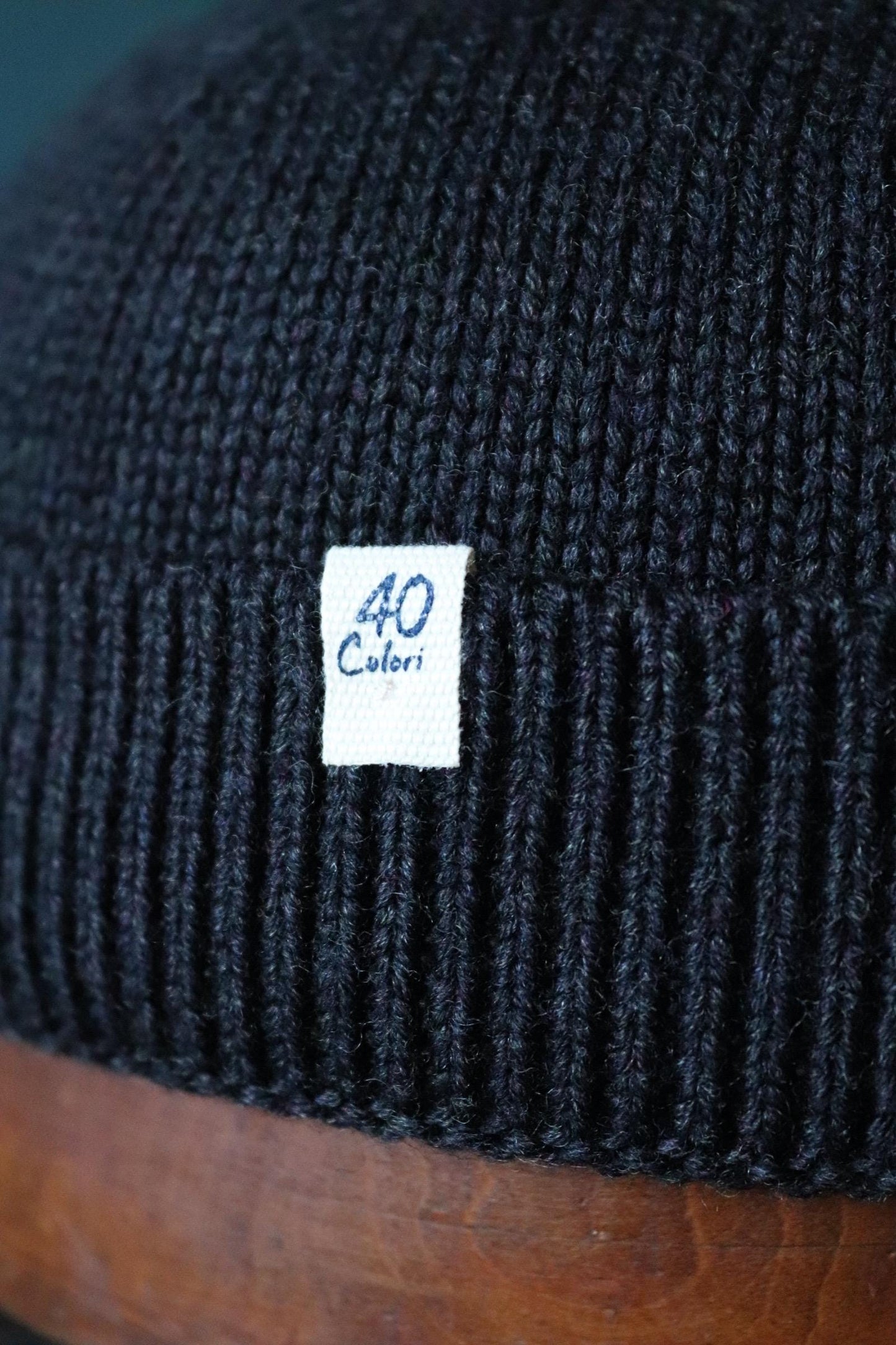 40 Colori 100% merino wool fisherman’s beanie hat watch cap charcoal grey made in Italy