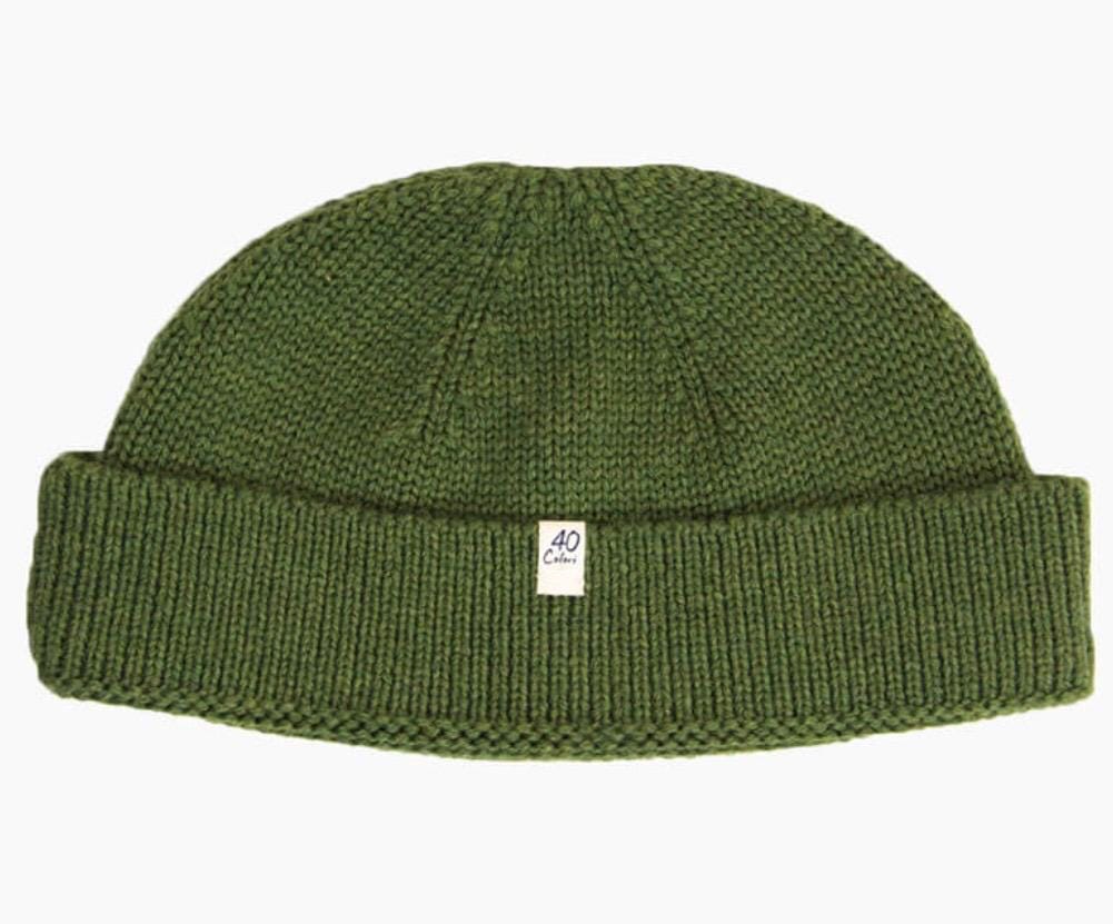40 Colori 100% merino wool fisherman’s beanie hat watch cap olive green made in Italy