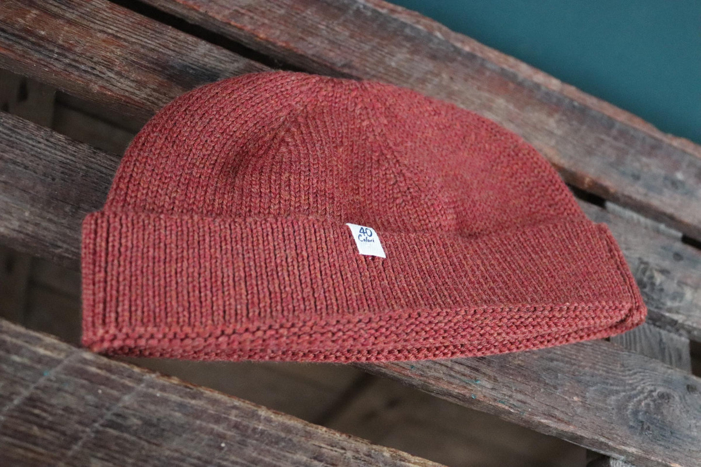40 Colori 100% merino wool fisherman’s beanie hat watch cap rust brown made in Italy