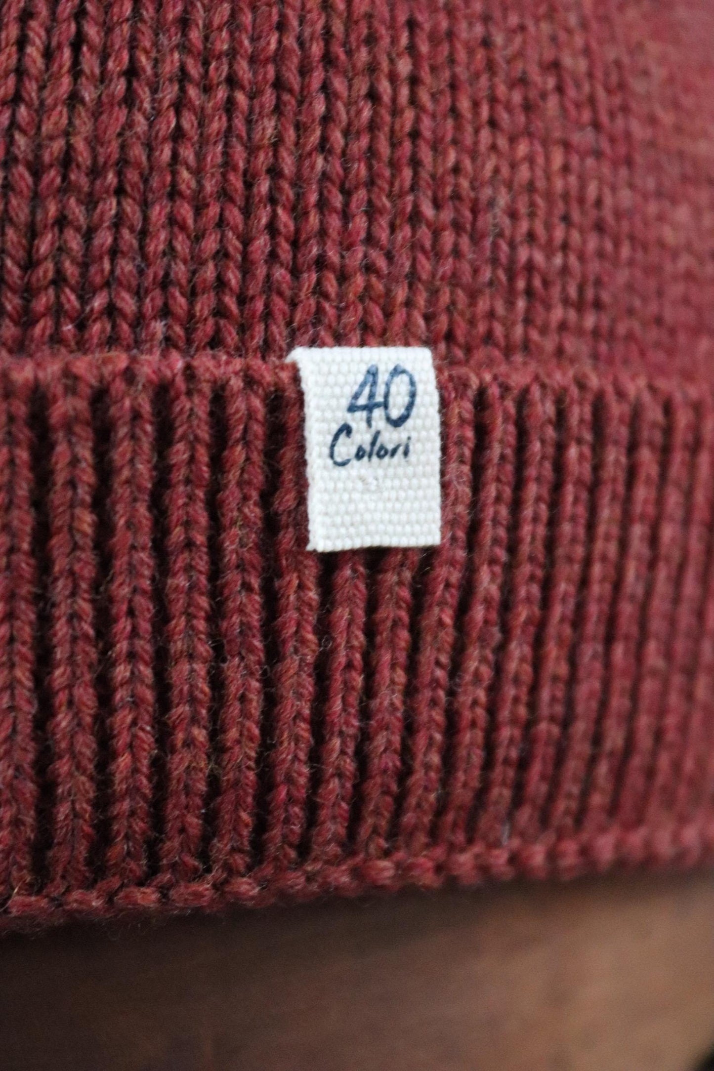 40 Colori 100% merino wool fisherman’s beanie hat watch cap rust brown made in Italy