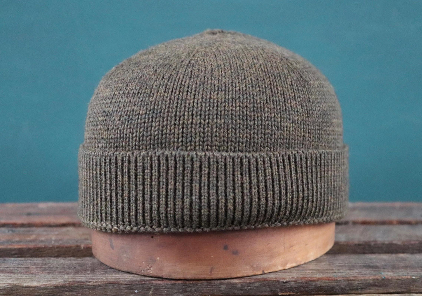 40 Colori 100% merino wool fisherman’s beanie hat watch cap dark army green made in Italy
