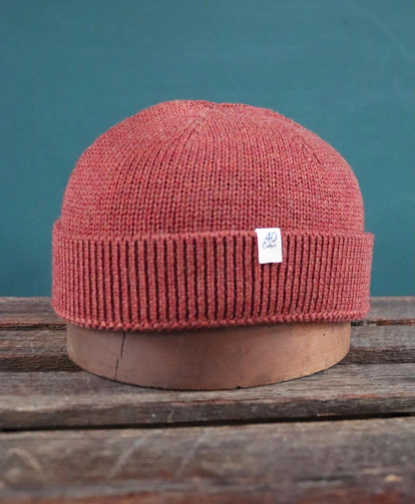 40 Colori 100% merino wool fisherman’s beanie hat watch cap rust brown made in Italy