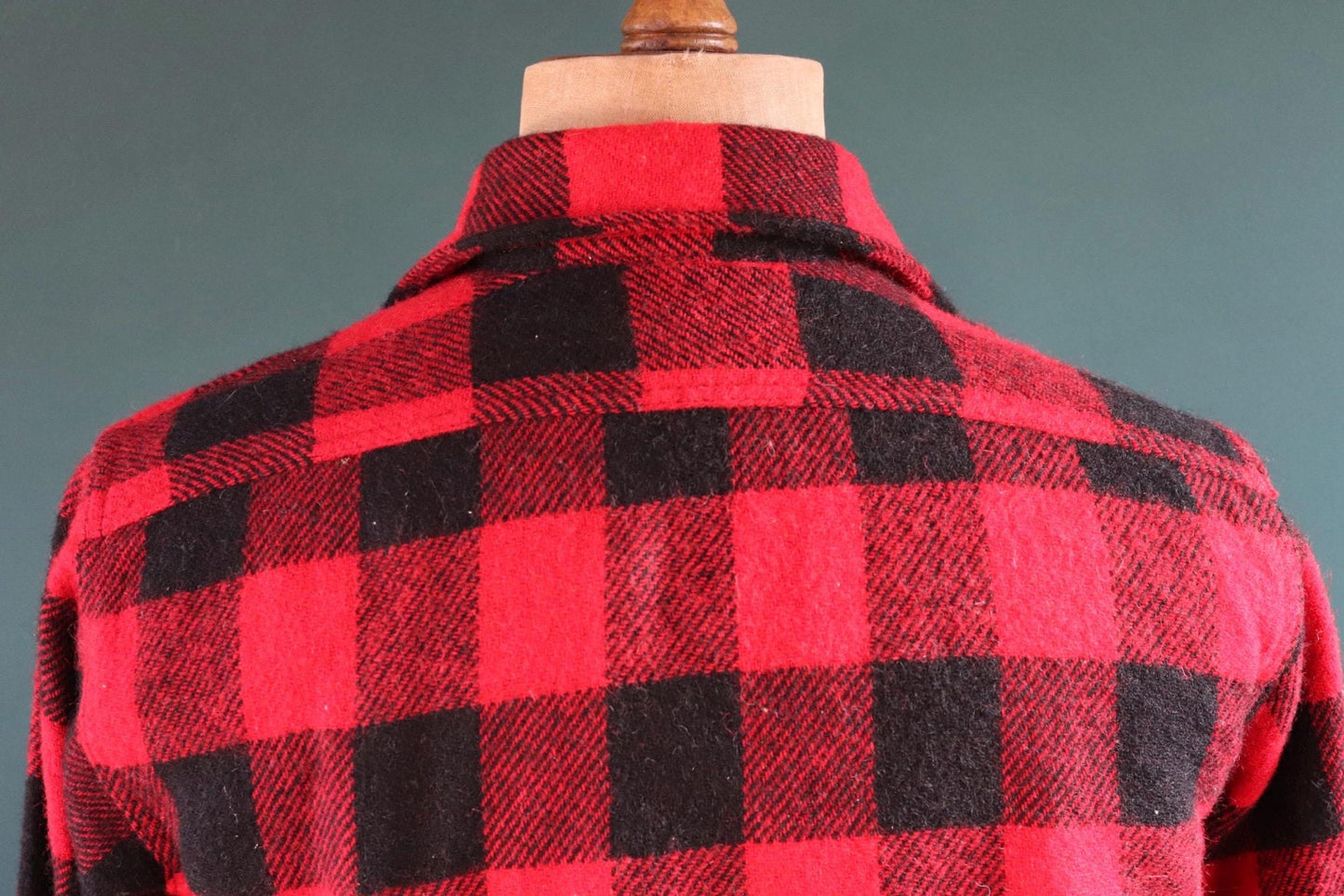 Vintage 1960s 60s 1970s 70s red black buffalo plaid thick wool shirt 5 Brothers 42” chest hunting camping workwear hunting logger