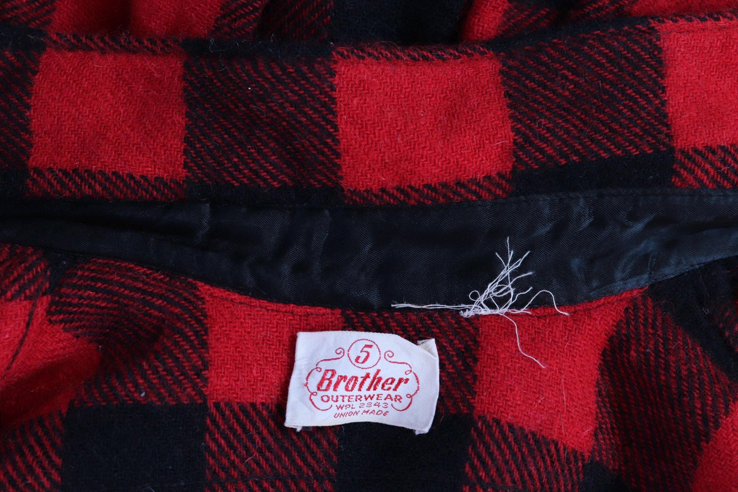 Vintage 1960s 60s 1970s 70s red black buffalo plaid thick wool shirt 5 Brothers 42” chest hunting camping workwear hunting logger