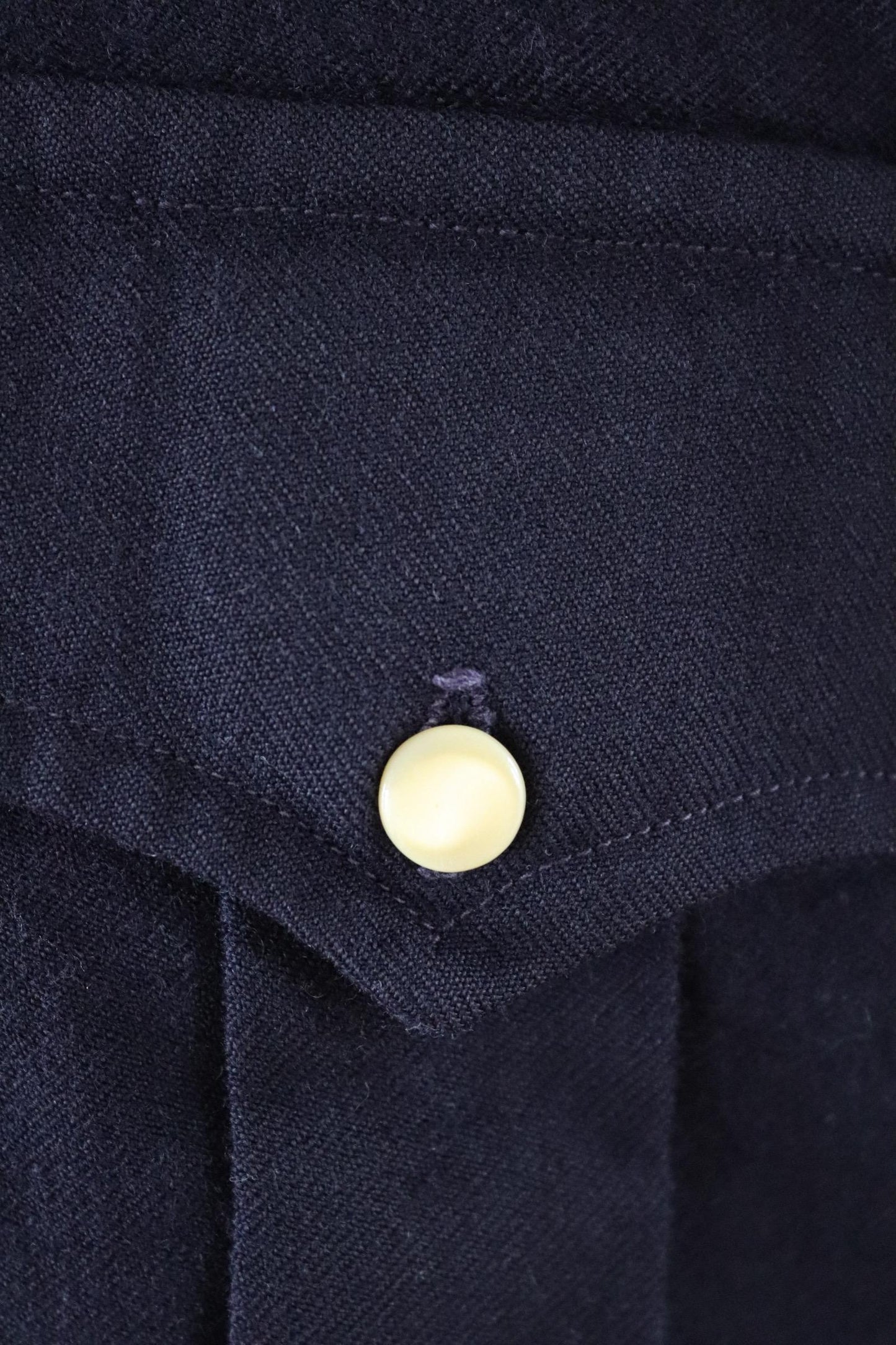 Vintage 1960s 60s Duke’s of Houston Texas plain navy blue wool gabardine Western cowboy shirt 50" chest rockabilly country