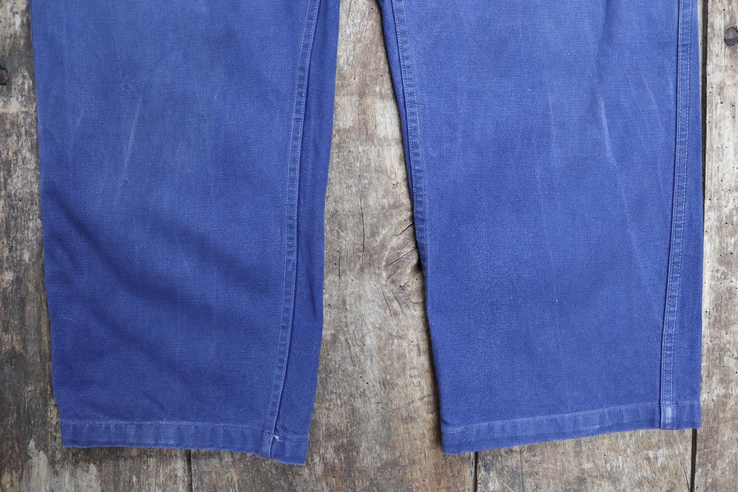 Vintage French workwear trousers pants indigo cotton twill 1940s 1950s work chore 32” x 27”