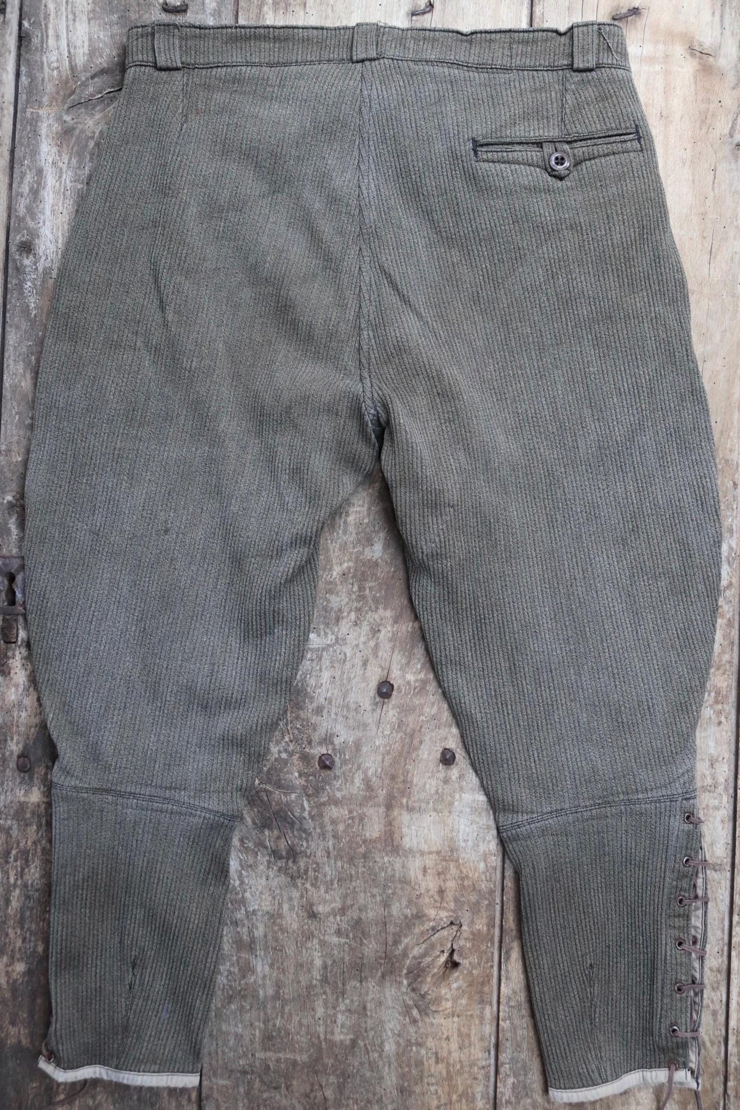 Vintage French workwear trousers pants Mont St Michel brown corduroy hunting riding breeches 32” x 23” jodhpurs 1940s 1950s