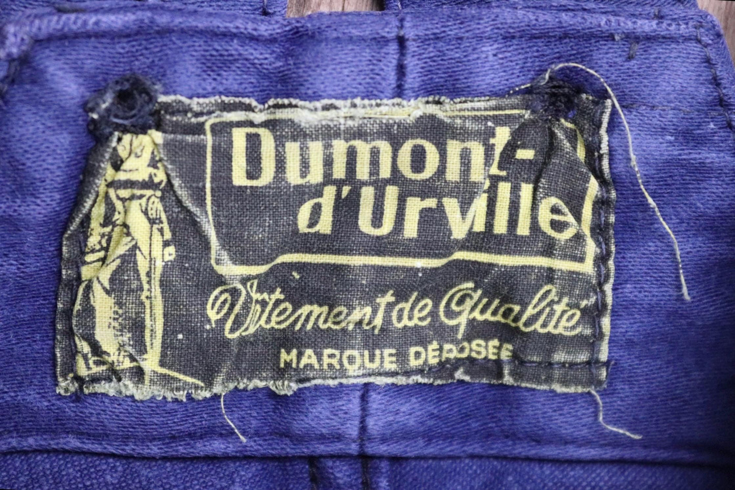 Vintage French workwear overalls dungarees moleskin work chore bib brace 37” x 28” bleu de travail repaired darned 1960s
