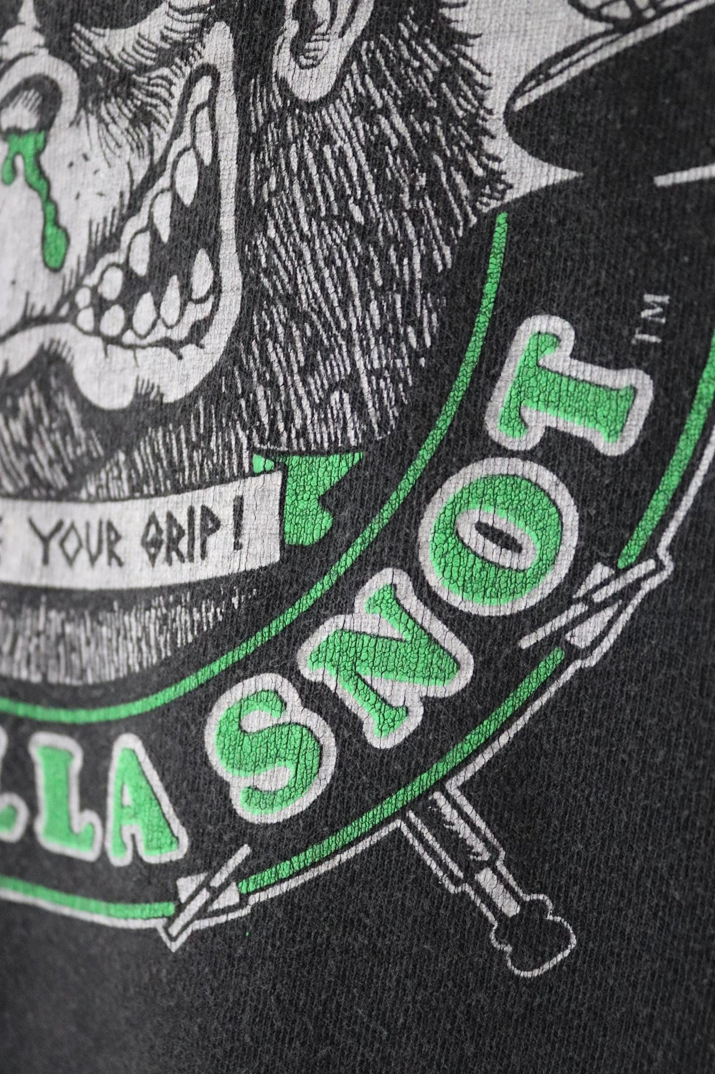 Vintage 1990s 90s faded black Gorilla Snot music neon print cotton singlet vest sports sportswear t shirt 44” chest