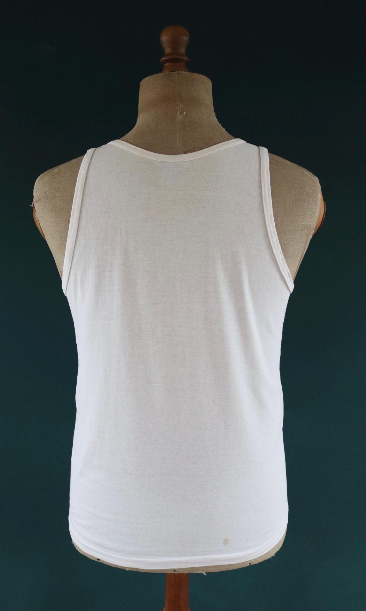 Vintage 1980s 80s 1990s 90s off white Southside Johnny neon print cotton singlet vest sports sportswear t shirt 38” chest