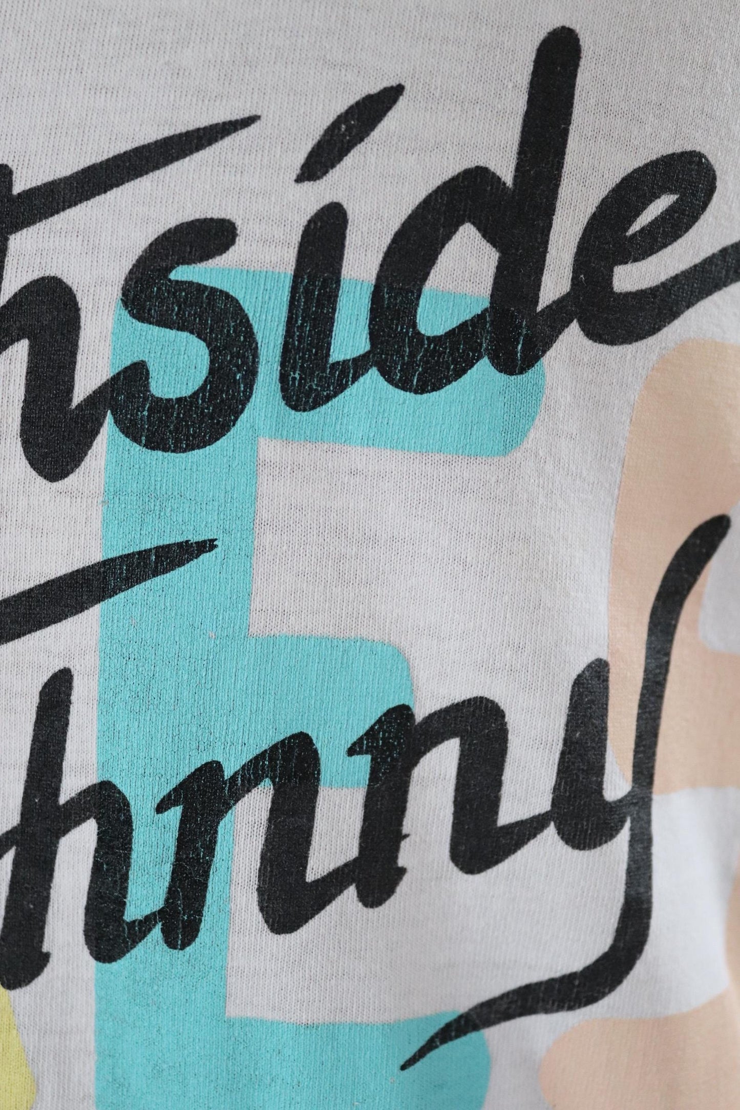 Vintage 1980s 1990s t shirt - neon and white vest - Southside Johnny print - cotton sportswear singlet - 38” chest
